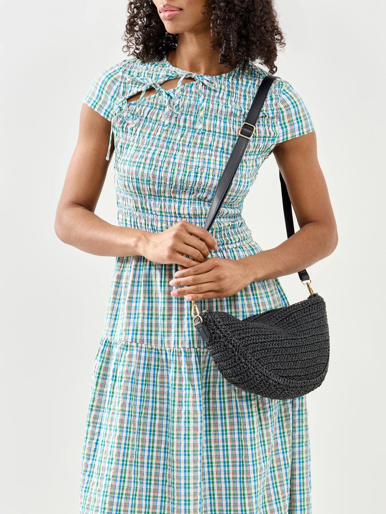 Summer Paper Straw Bum Bag Black - Image 2