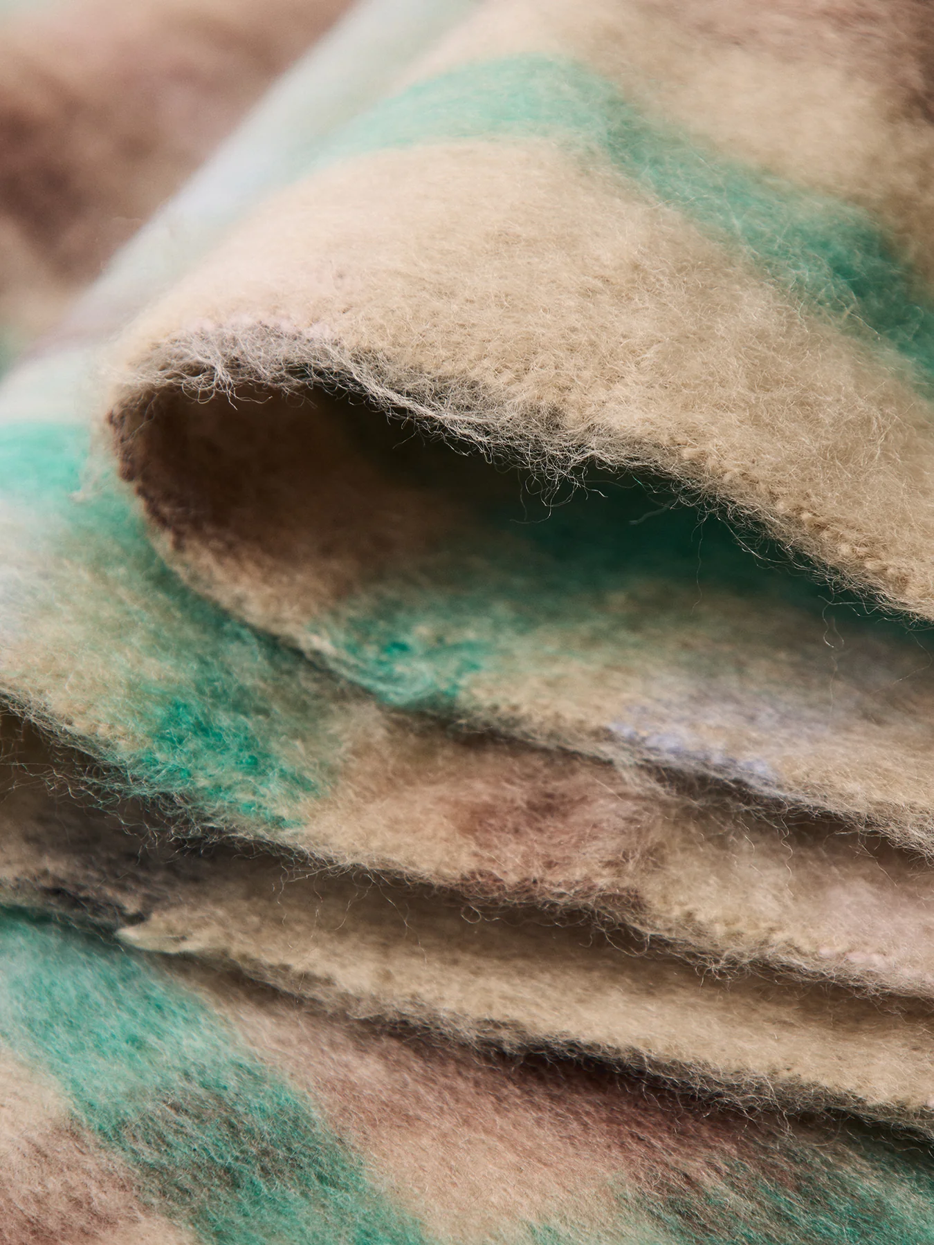 Jill Check Wool Blend Scarf Beige - Image 3
