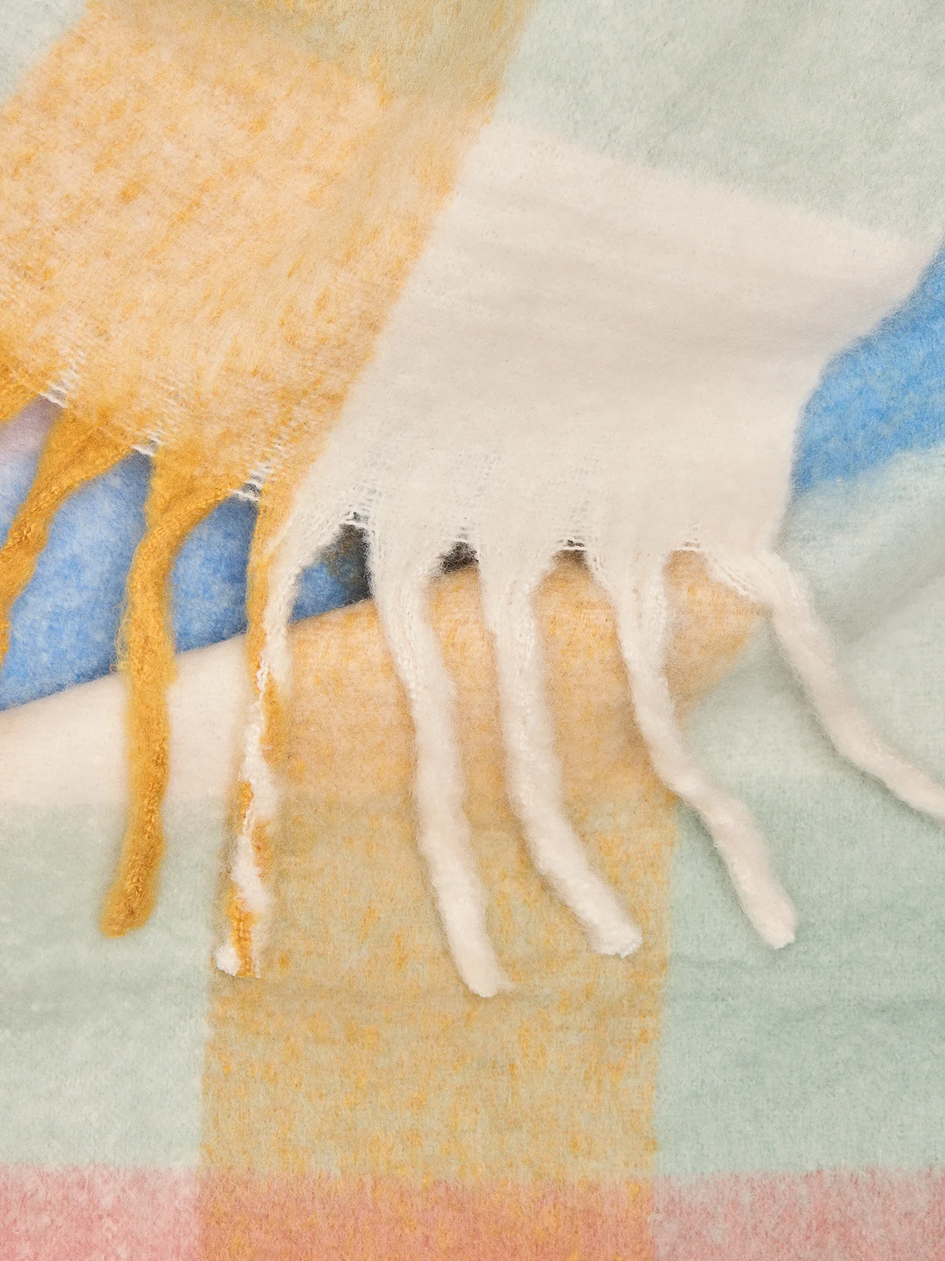 Jory Large Check Wool Blend Scarf Yellow - Image 3