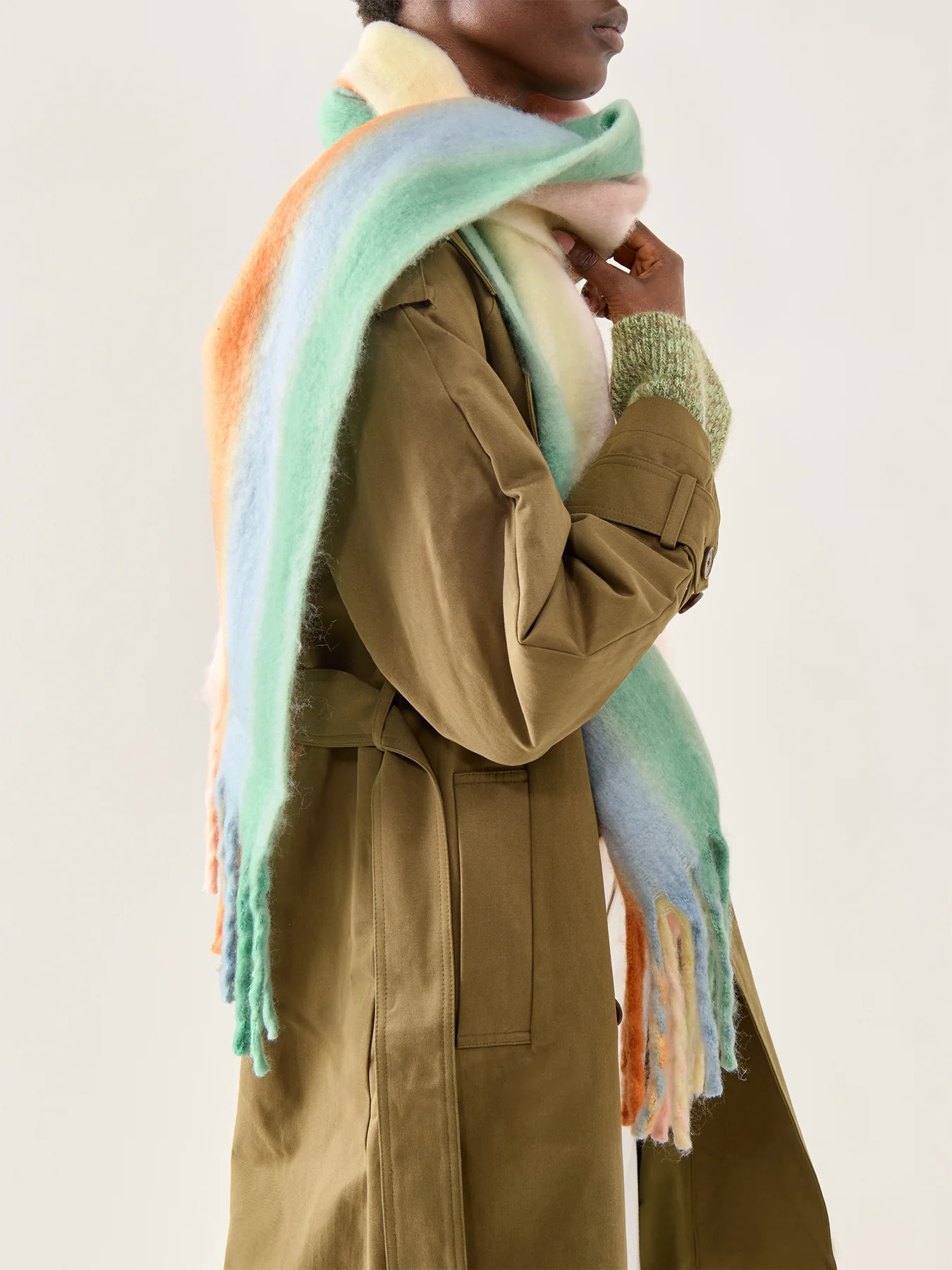 Jose Stripe Scarf Green - Image 2