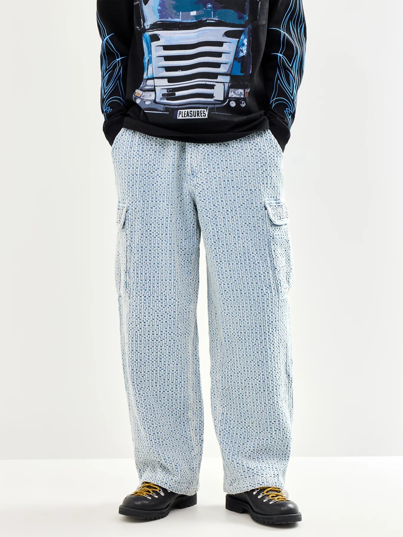 Knitted Indigo Cardo Pants Blue - Image 4