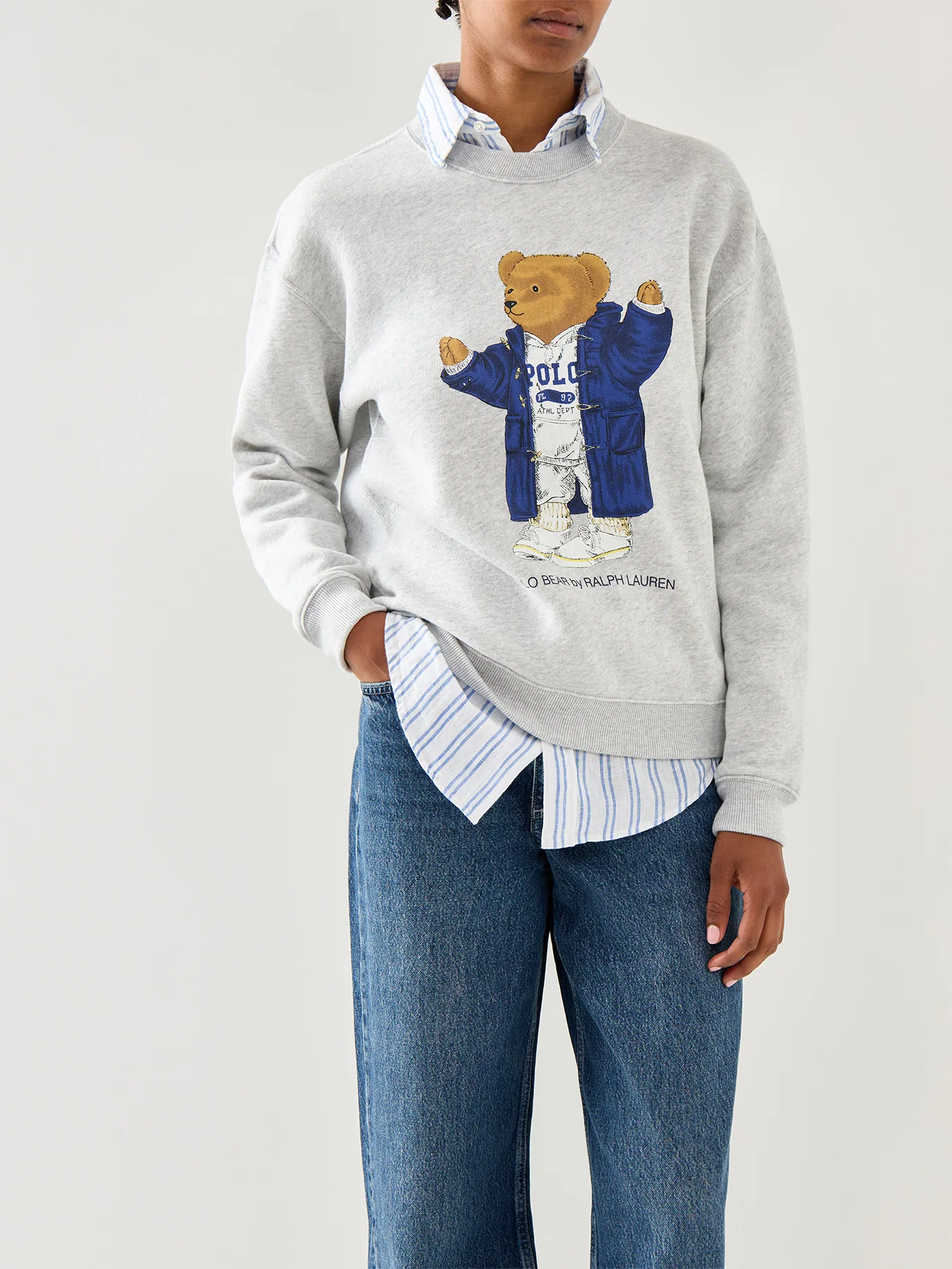 Bear Crew Neck Sweatshirt Grey - Image 4
