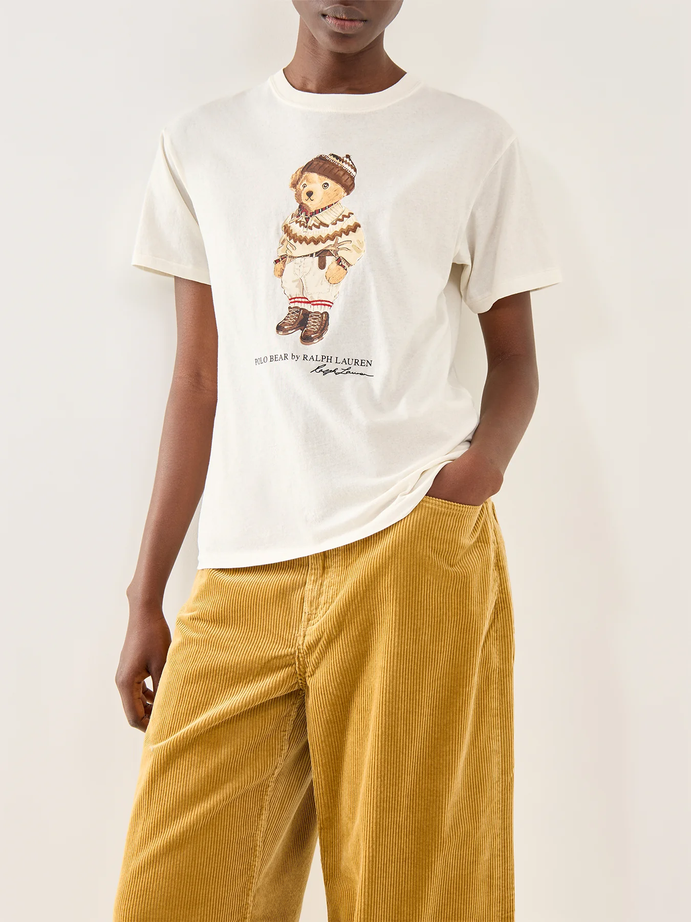 Bear Short Sleeve Cotton T-Shirt White - Image 4