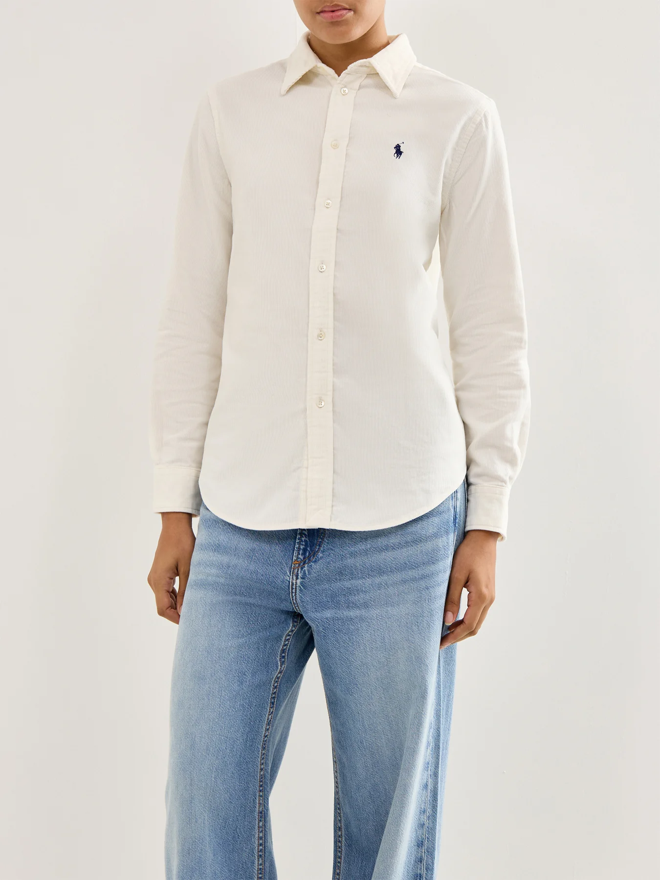 Cord Long Sleeve Shirt Warm White - Image 4