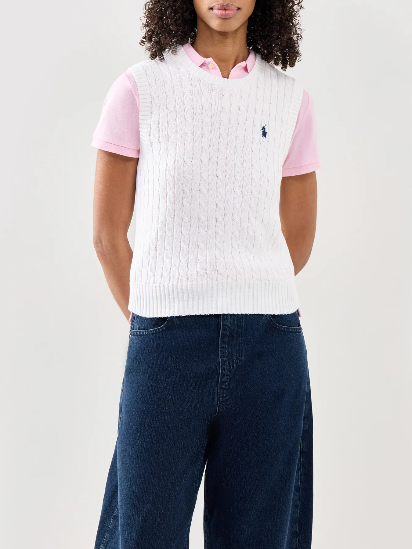Cable Knit Vest Top White - Image 4