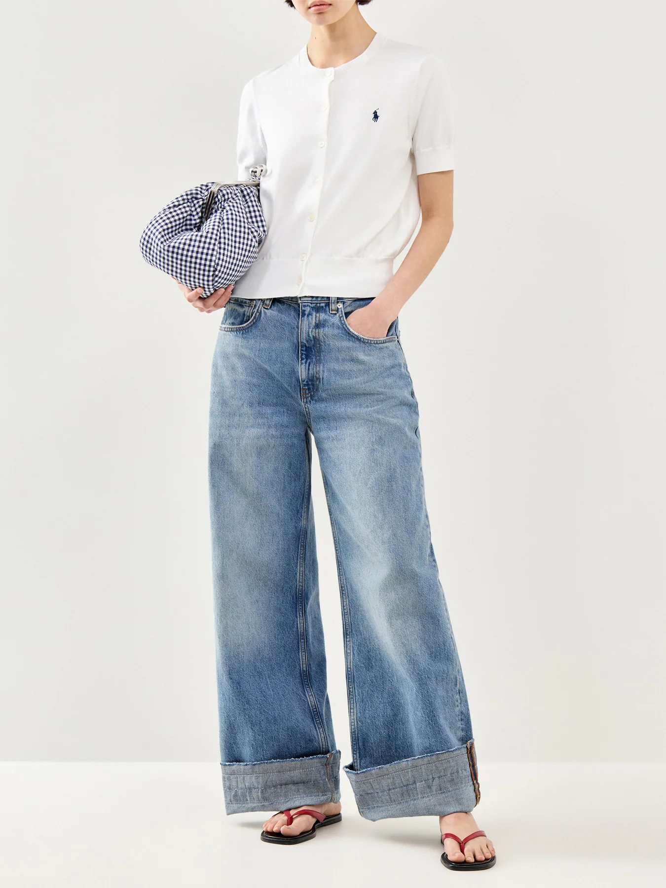 Short Sleeve Knit Cardigan White - Image 2
