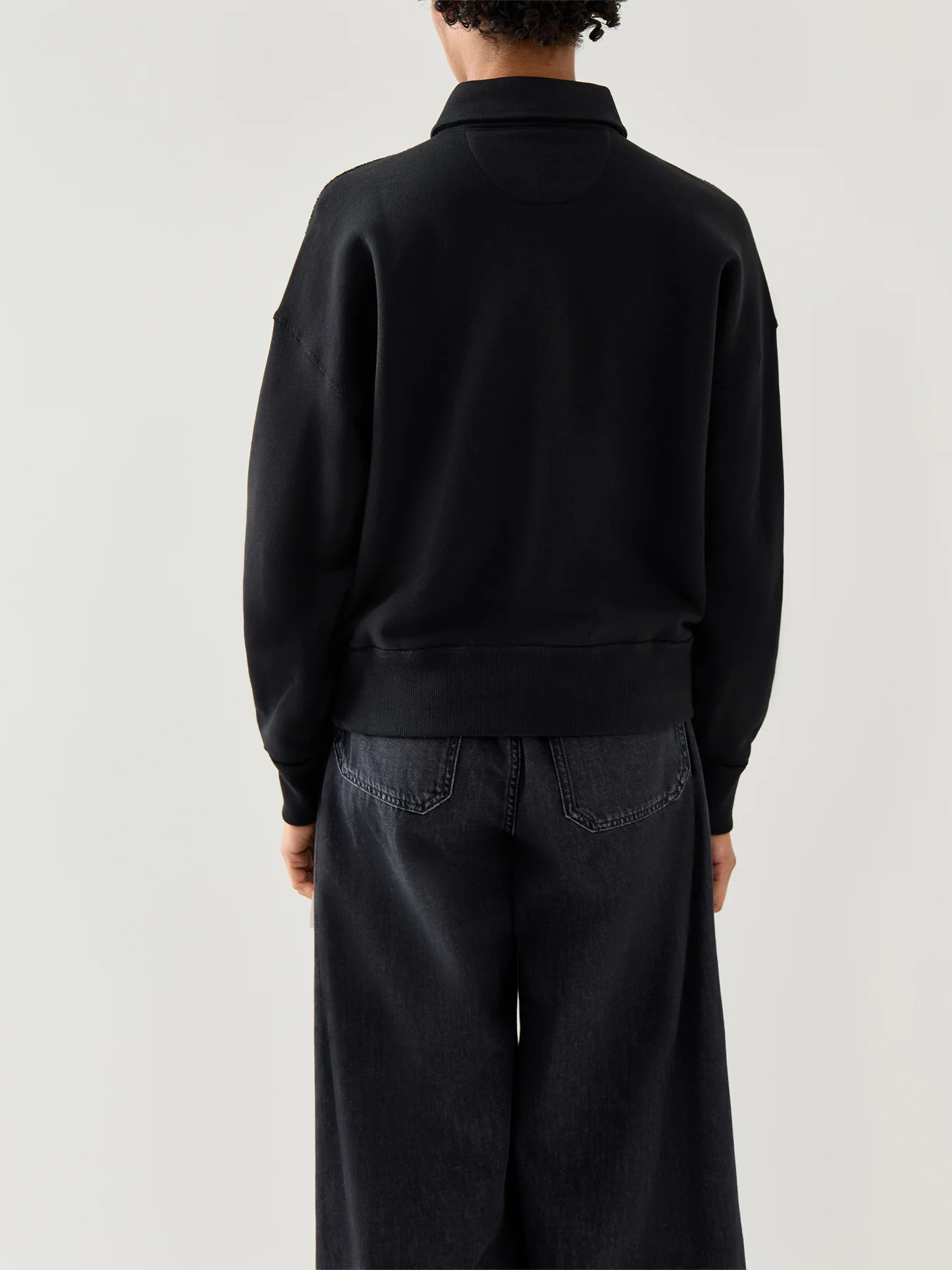 Knit Half Zip Sweatshirt Black - Image 5