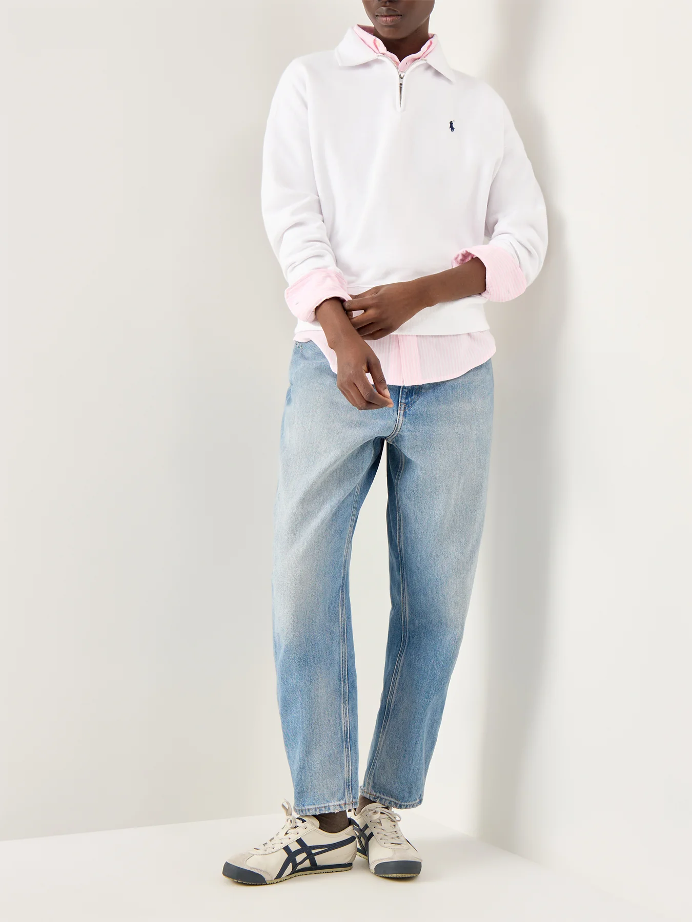 Knit Half Zip Sweatshirt White - Image 2