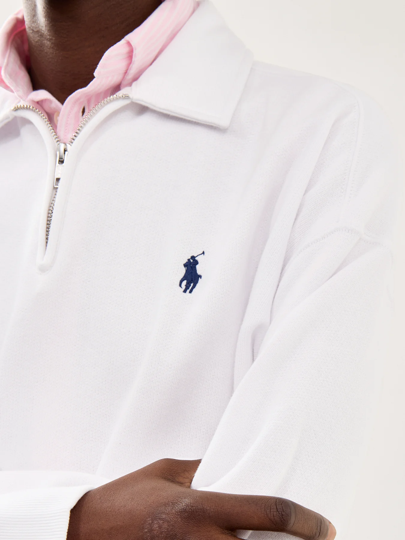 Knit Half Zip Sweatshirt White - Image 3