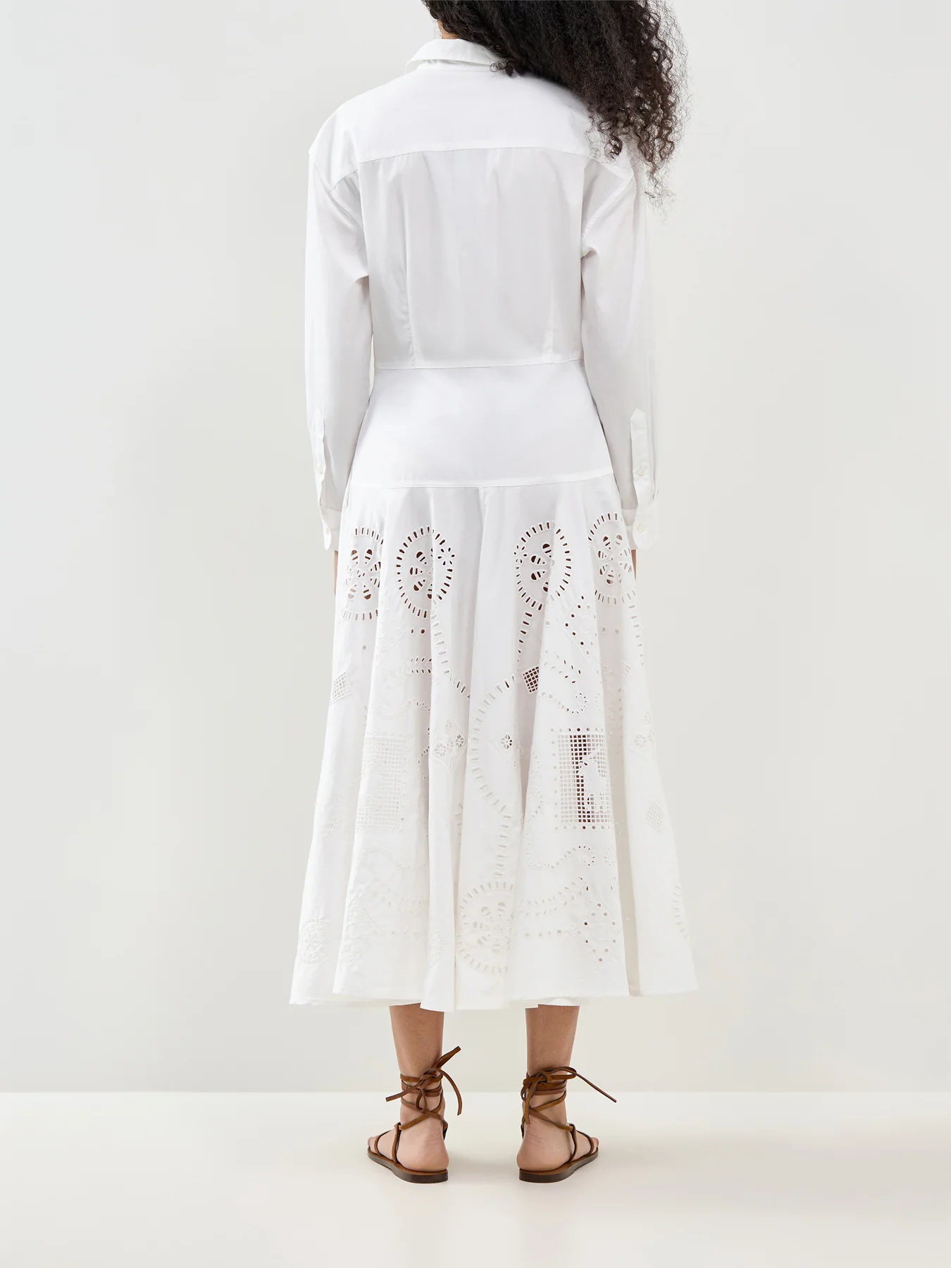 Midi Long Sleeve Shirt Dress White - Image 5