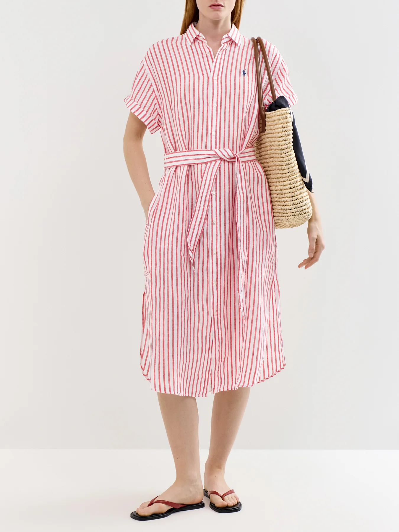 Midi Stripe SS Shirt Dress - Image 2