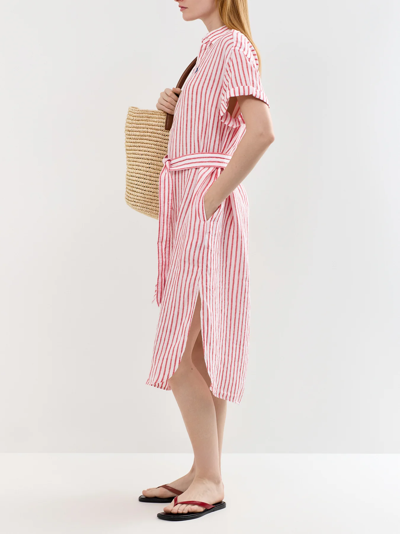 Midi Stripe SS Shirt Dress - Image 4
