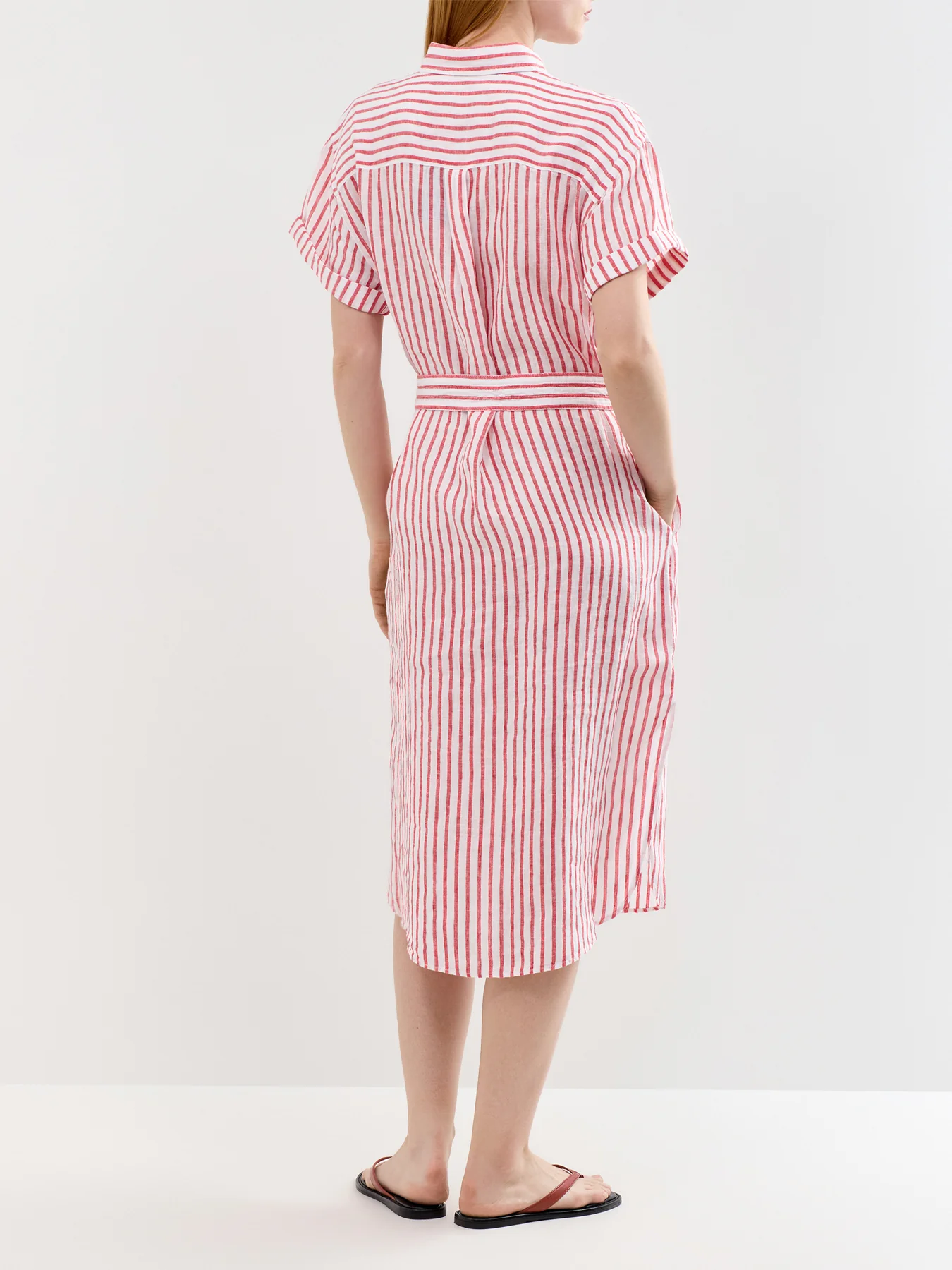 Midi Stripe SS Shirt Dress - Image 5