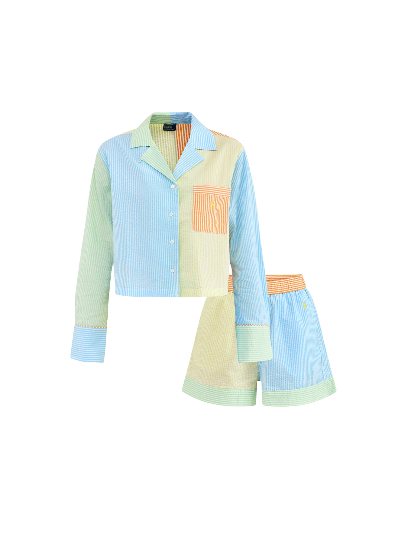 Mixed Seersucker Short Set Multi