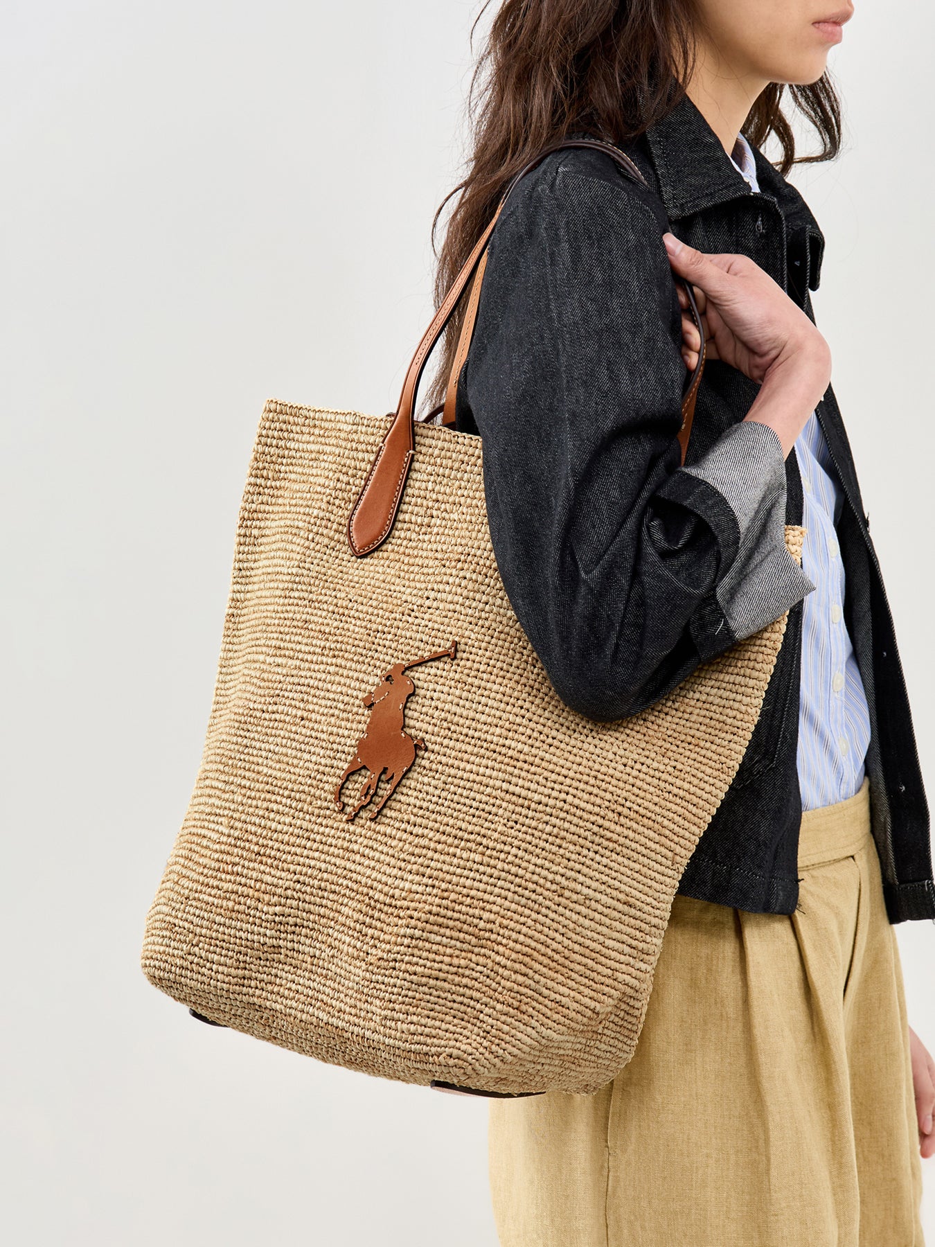 Raffia Large Tote Bag Beige - Image 2