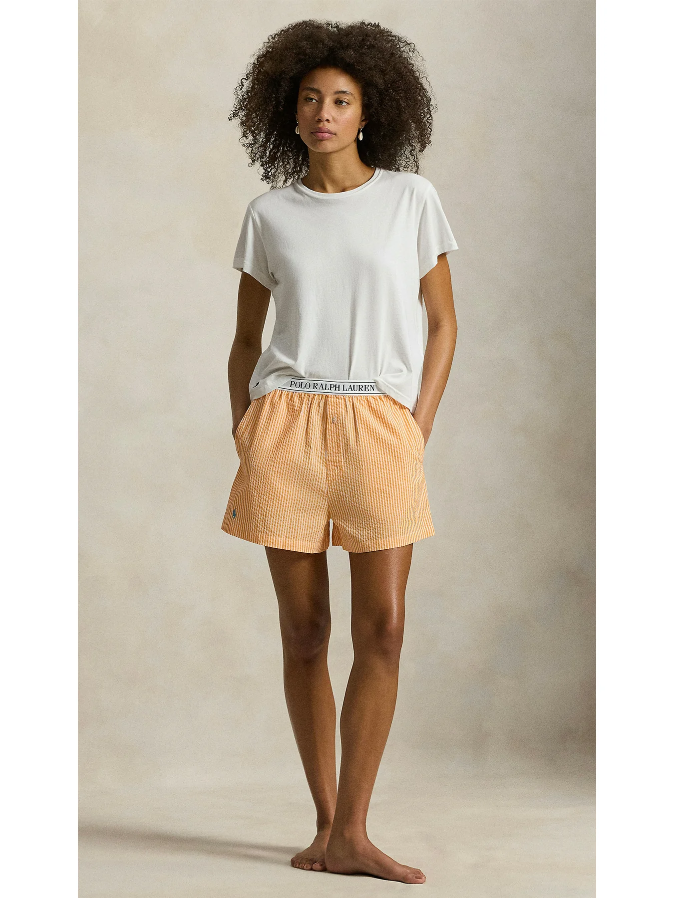 Seersucker Boxer Shorts Orange - Image 2