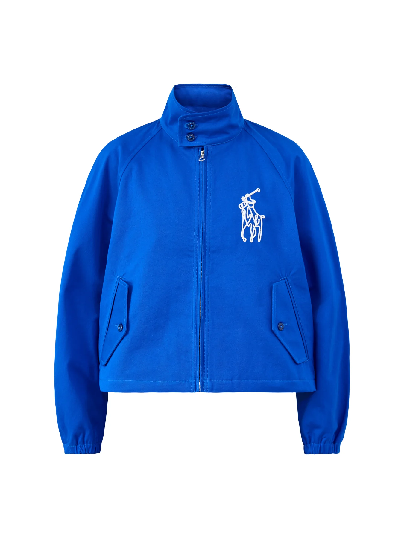 Short High Collar Windbreaker Blue