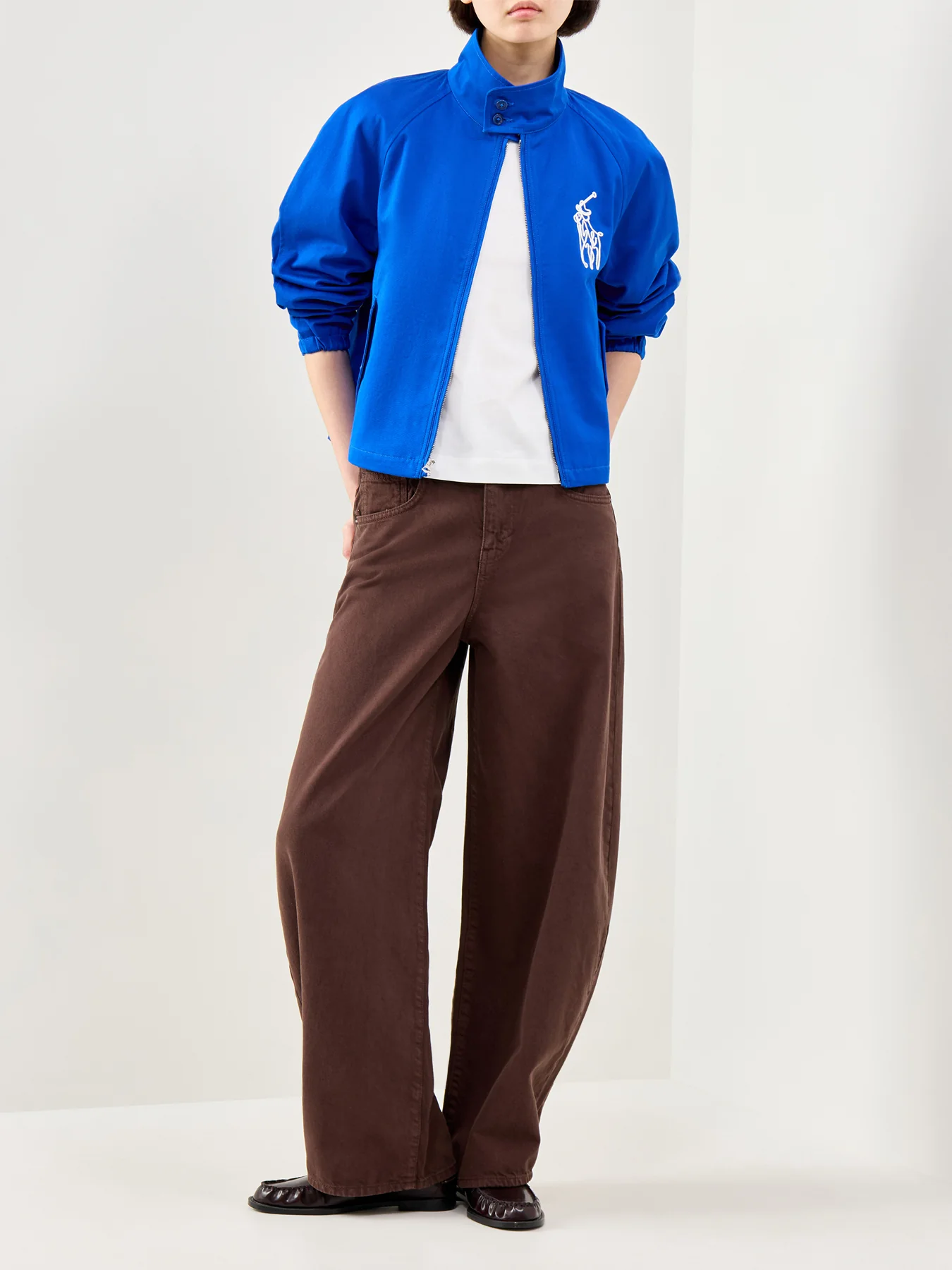 Short High Collar Windbreaker Blue - Image 2