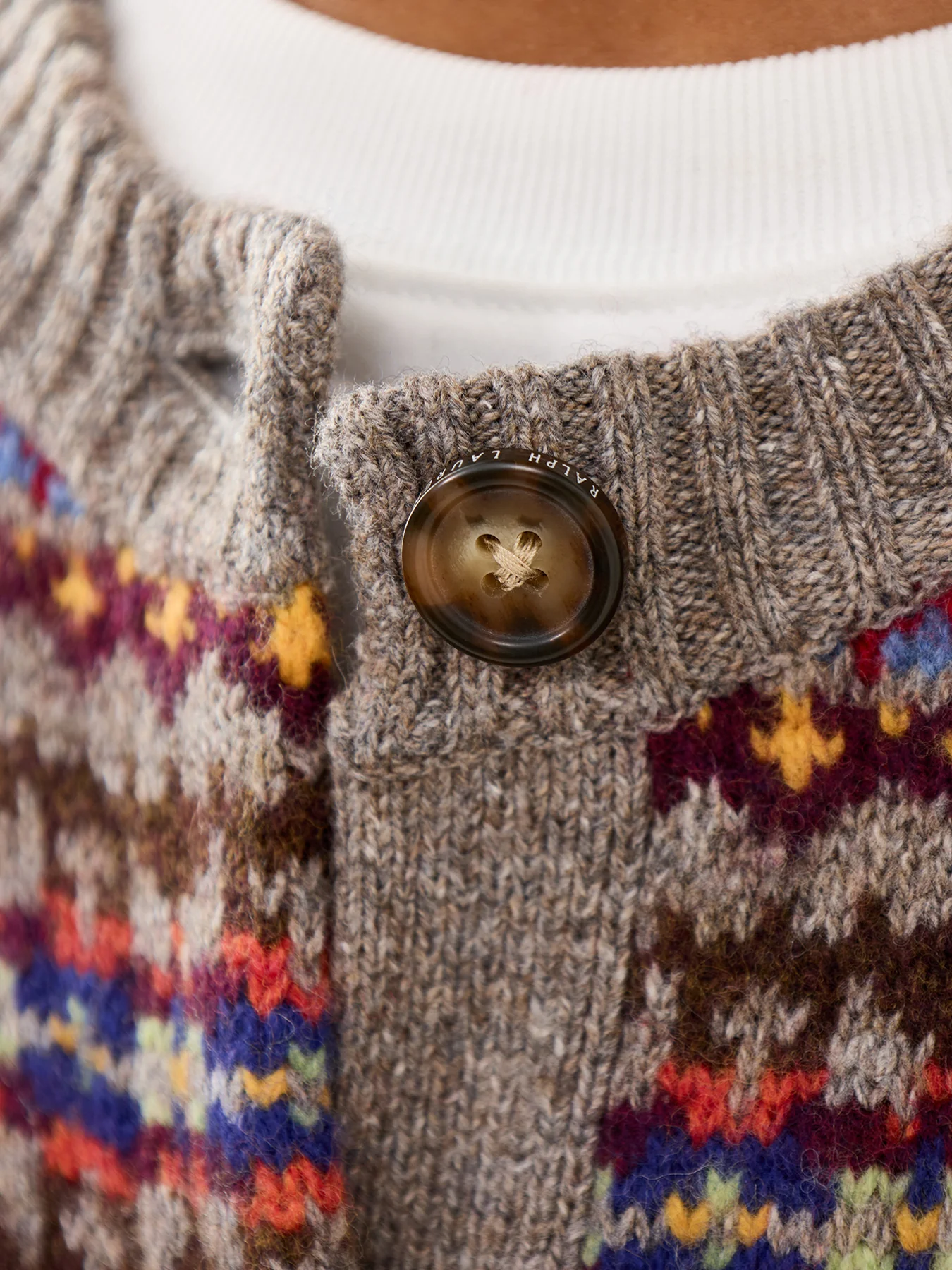 Sweater Cardigan Tan Multi - Image 3
