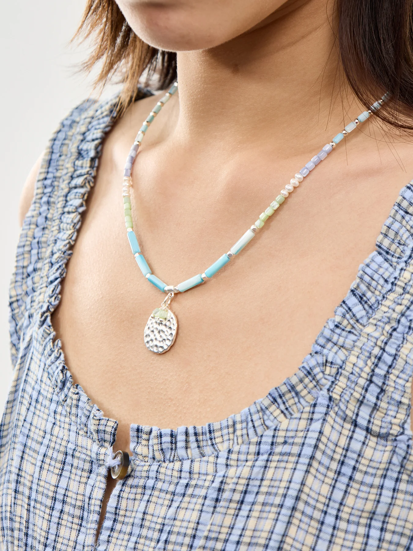 Sol White Disc Necklace - Image 2