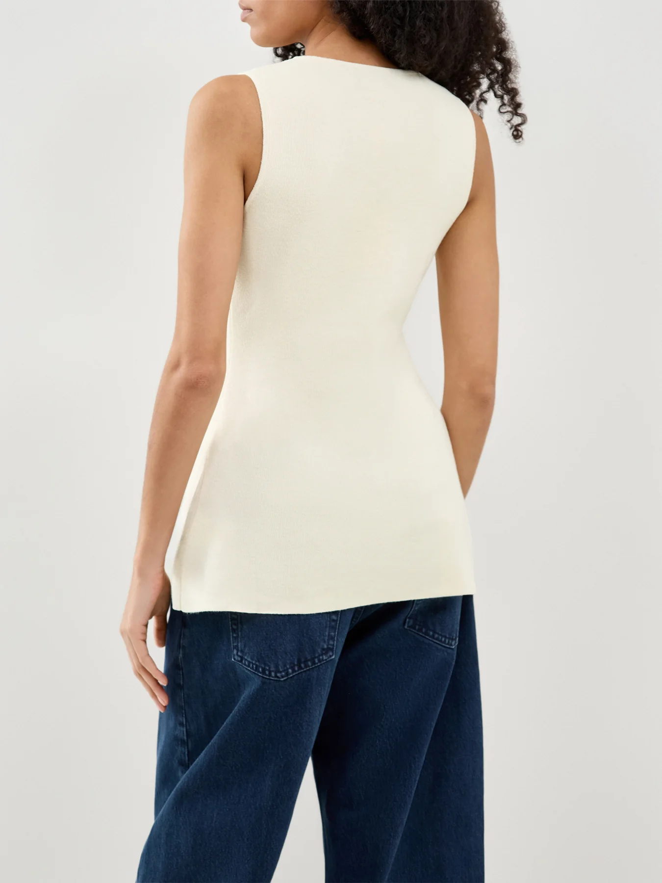 Alba Knit Longline Waistcoat Cream - Image 5