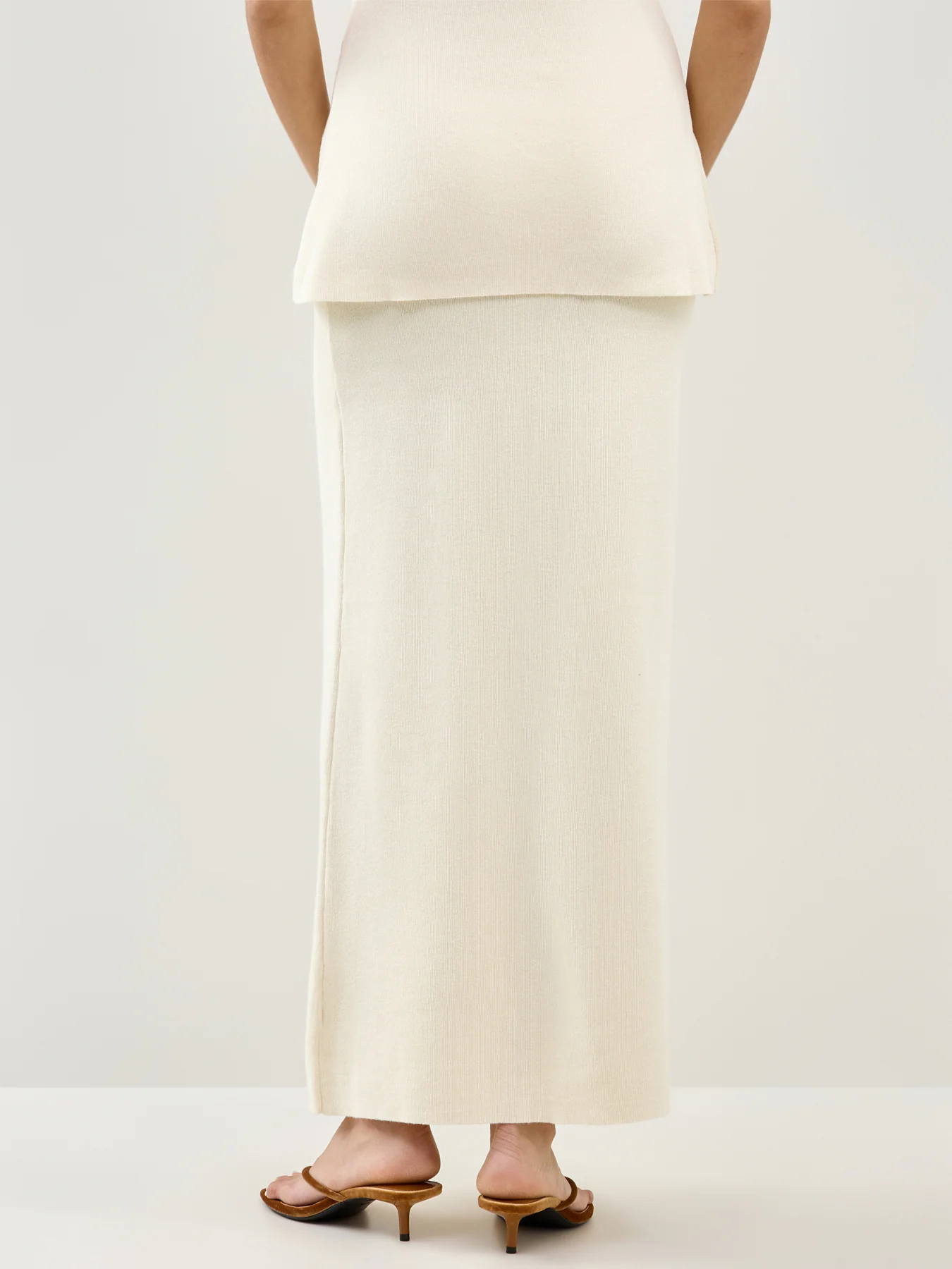 Alba Knit Maxi Skirt Cream - Image 5