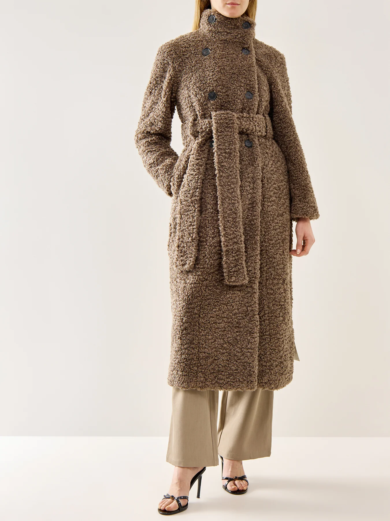 Atlas Bouclé Coat Taupe - Image 4