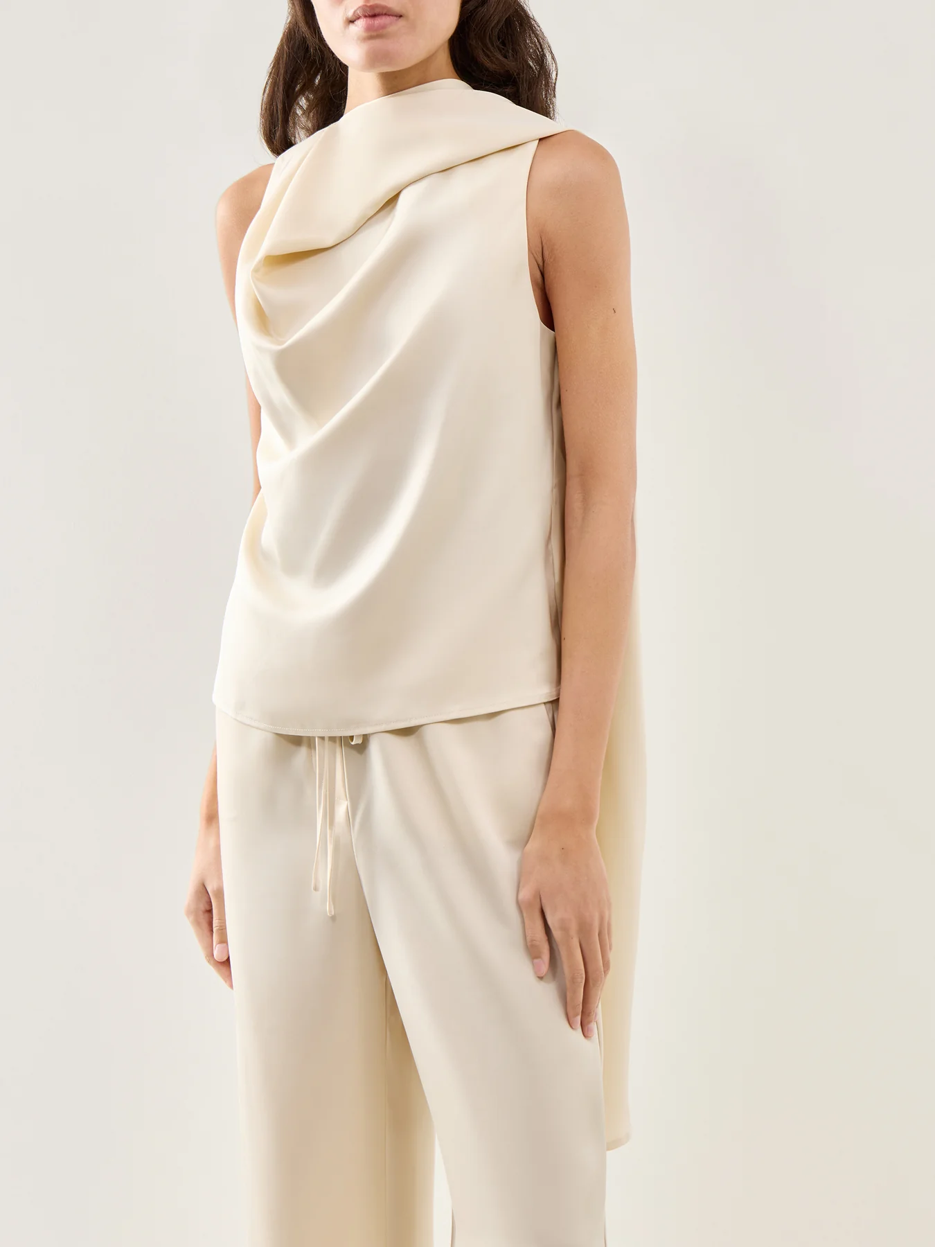 Breya Satin Scarf Halter Top Cream - Image 4