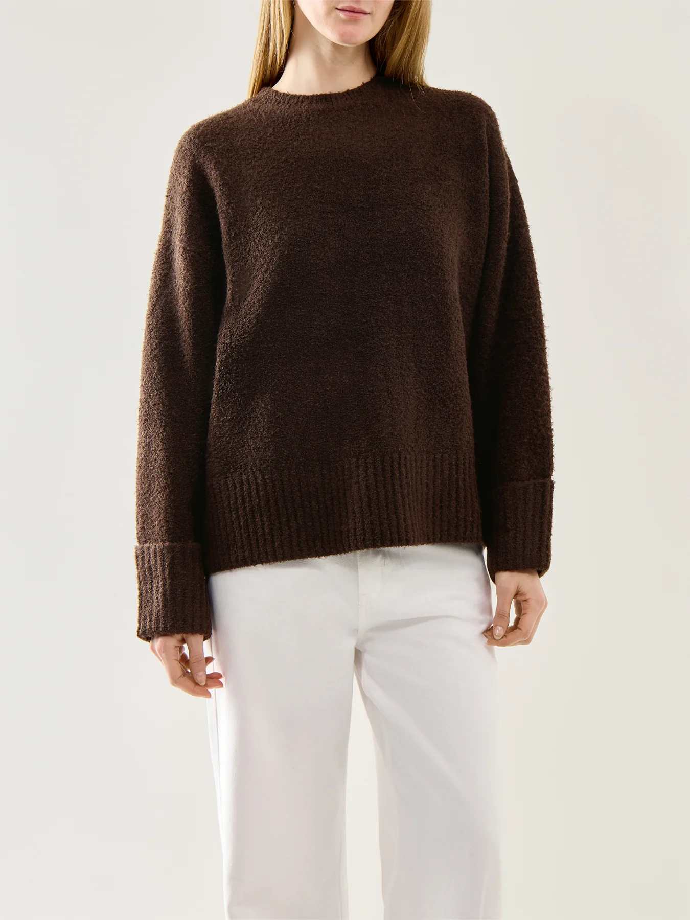 Camille Oversized Borg Jumper Brown - Image 4