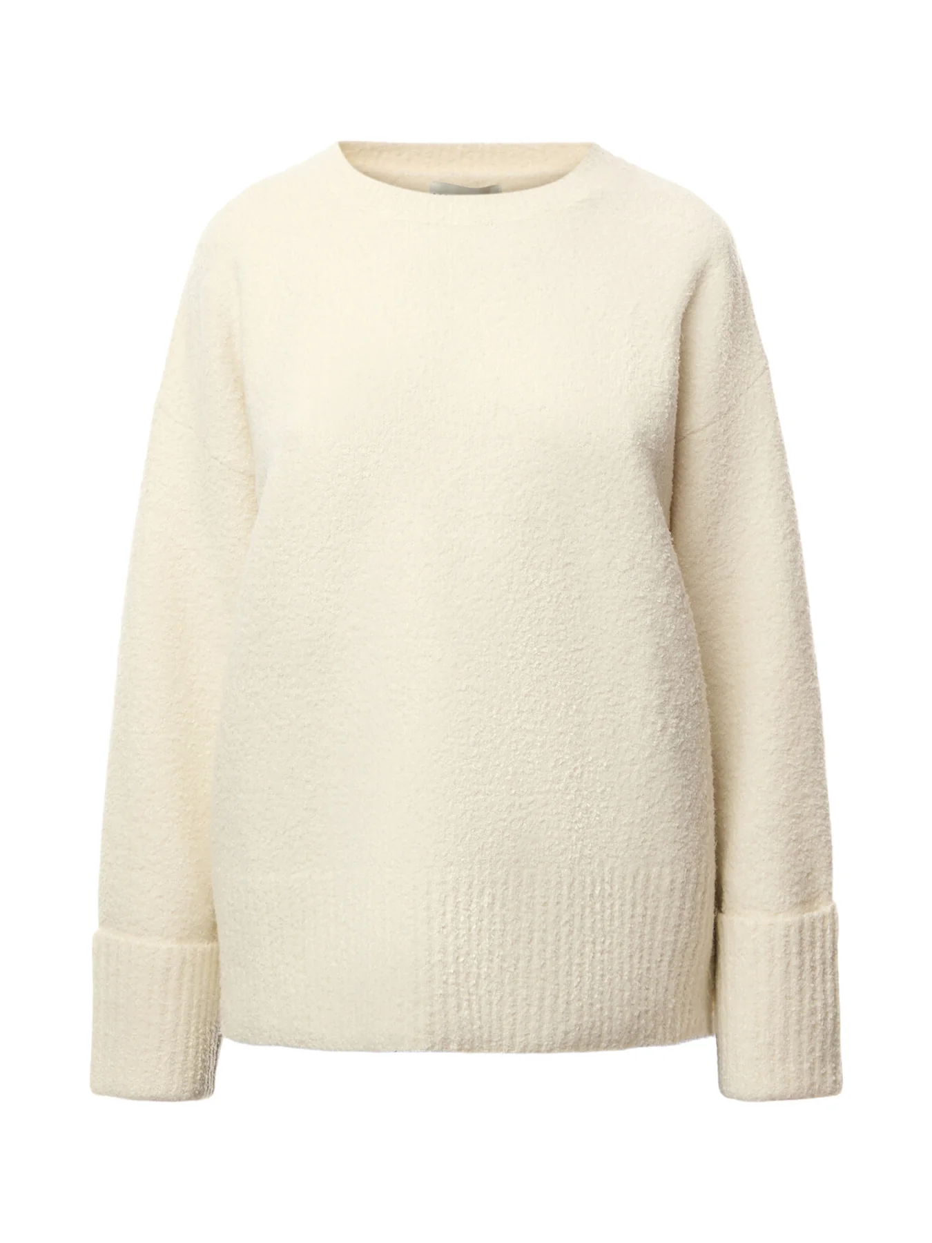 Oversized Borg Fleece Funnel Neck Jumper Cream