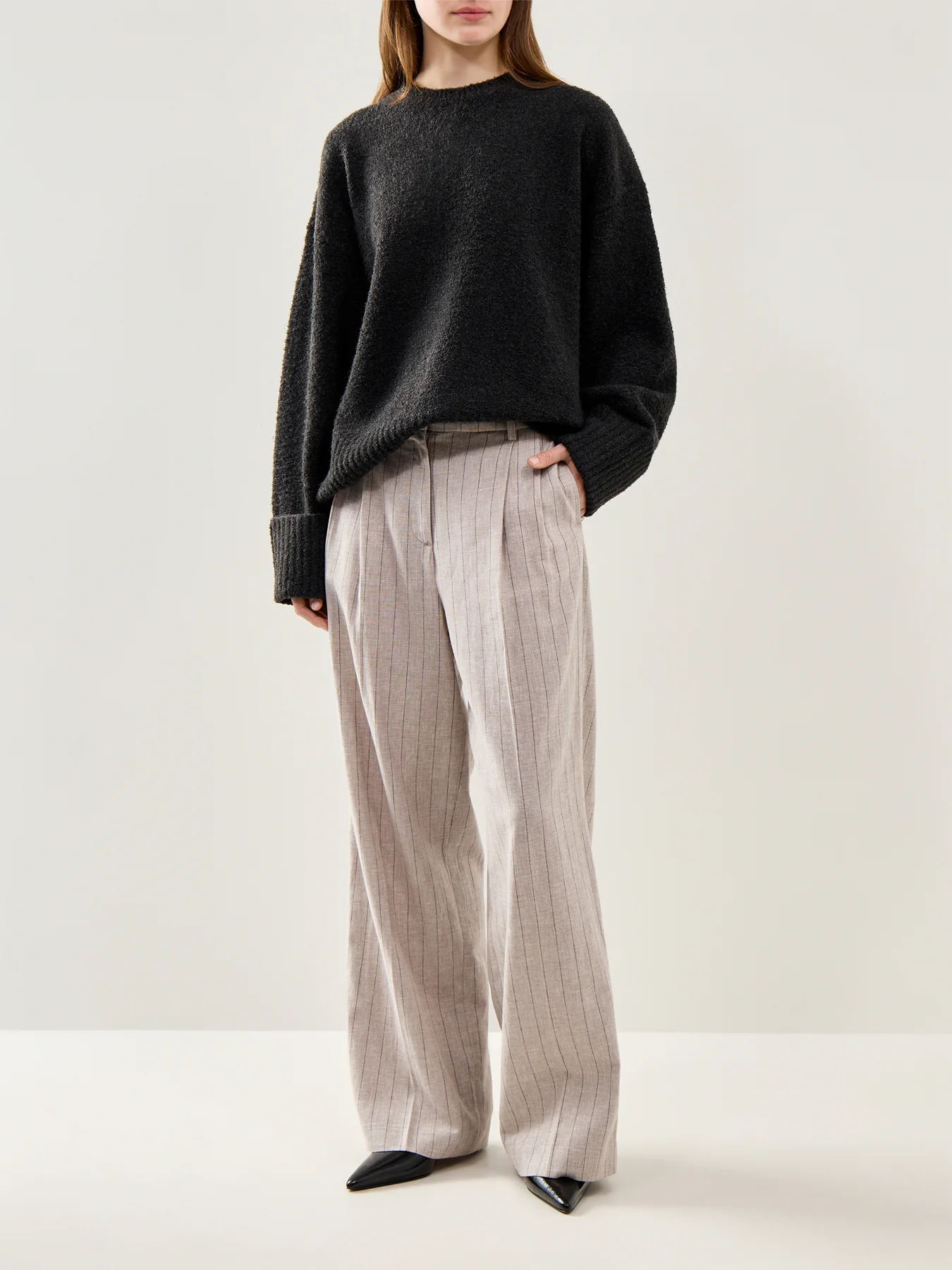 Camille Oversized Borg Jumper Slate Grey - Image 2