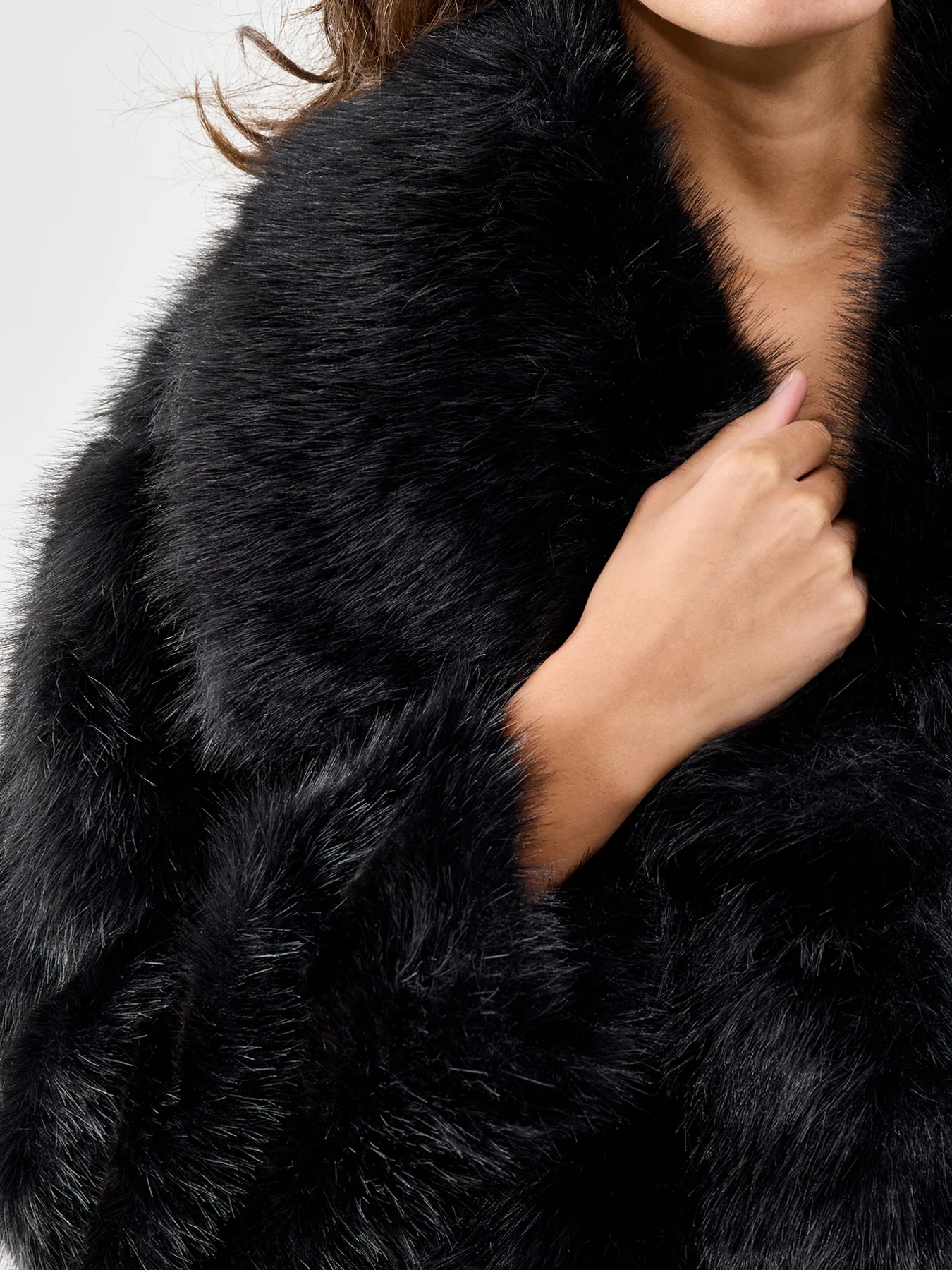 Ettalie Faux Fur Coat Black - Image 3