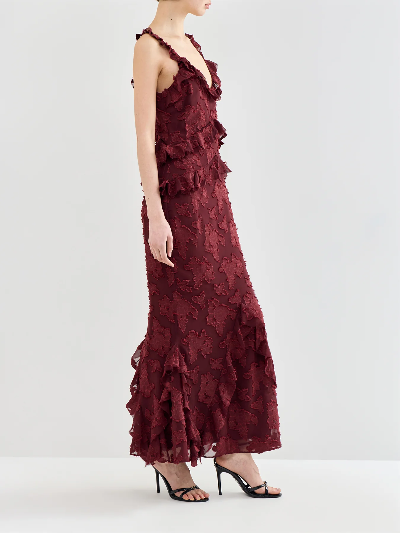 Helena Jacquard Maxi Dress Brown - Image 4