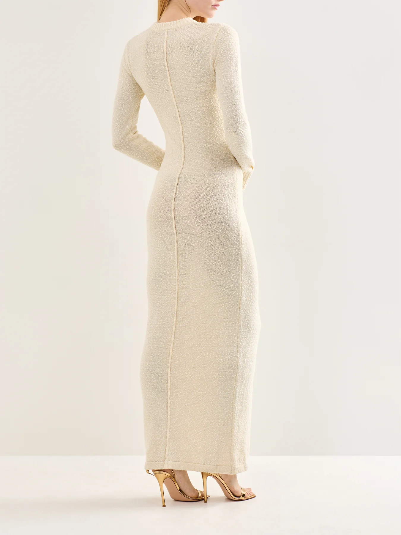 Nala Boucle Knit Midaxi Dress Cream - Image 4