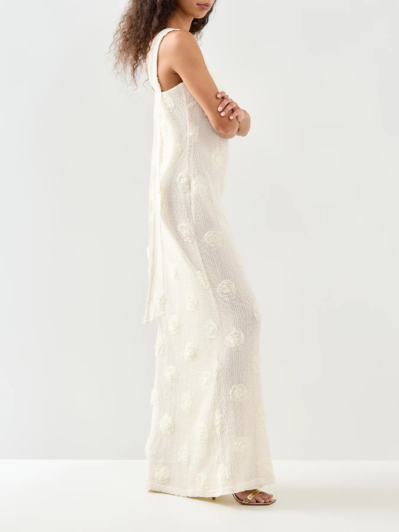 Nancie Floral Maxi Dress Cream - Image 4