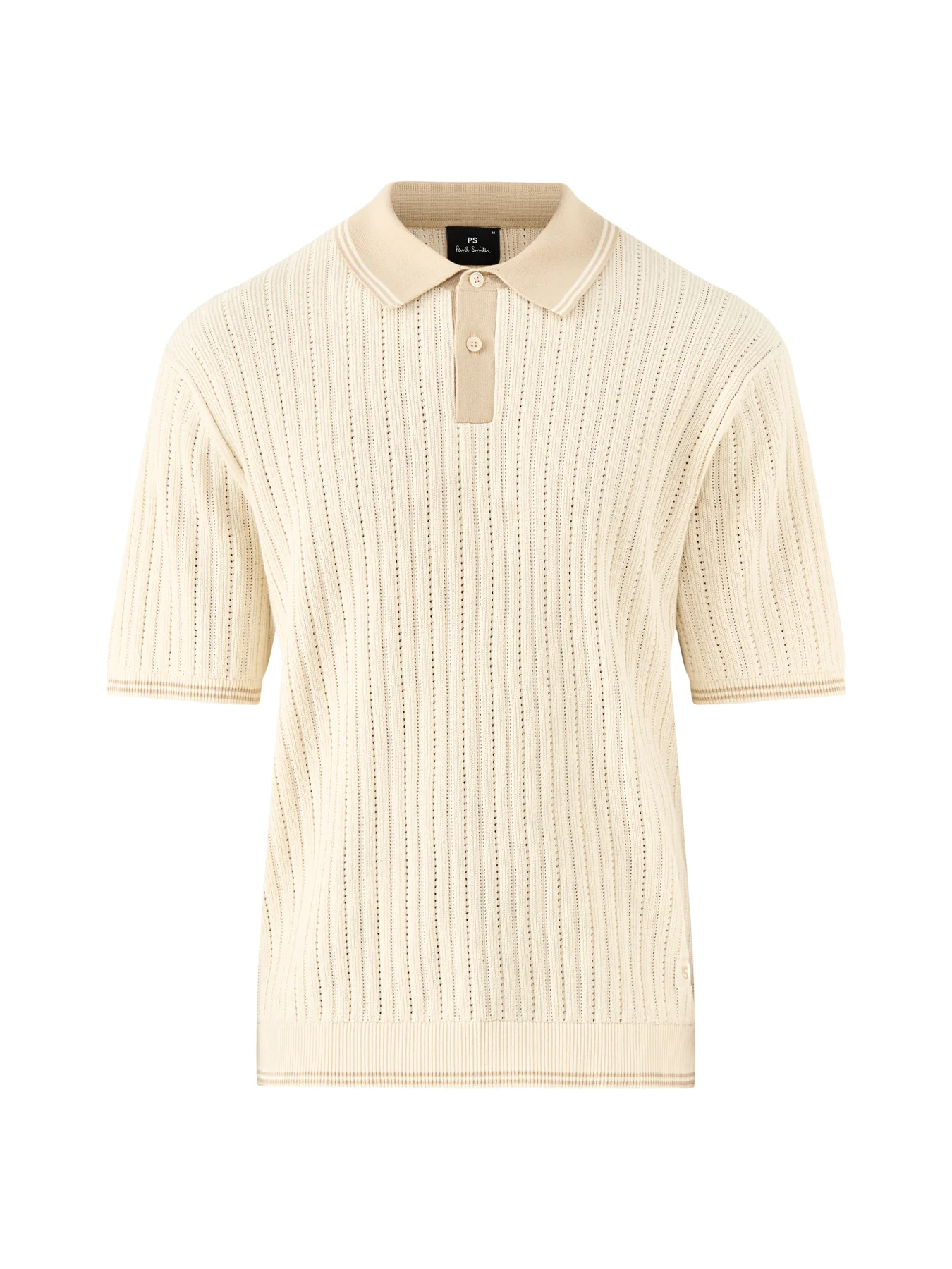 Crochet Knitted Polo Shirt White