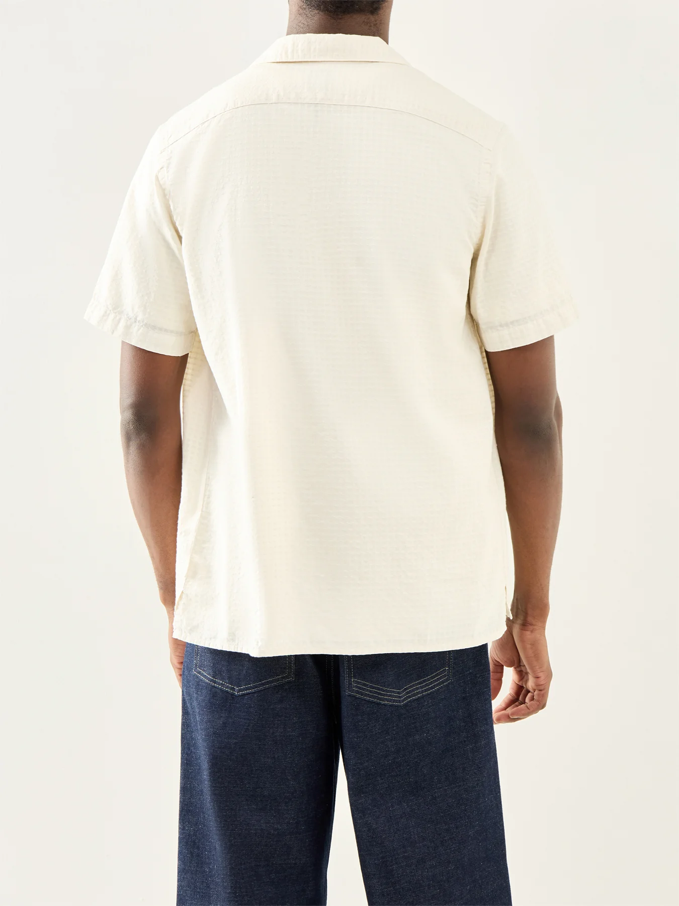 Embroidered Neps Short Sleeve Shirt White - Image 5