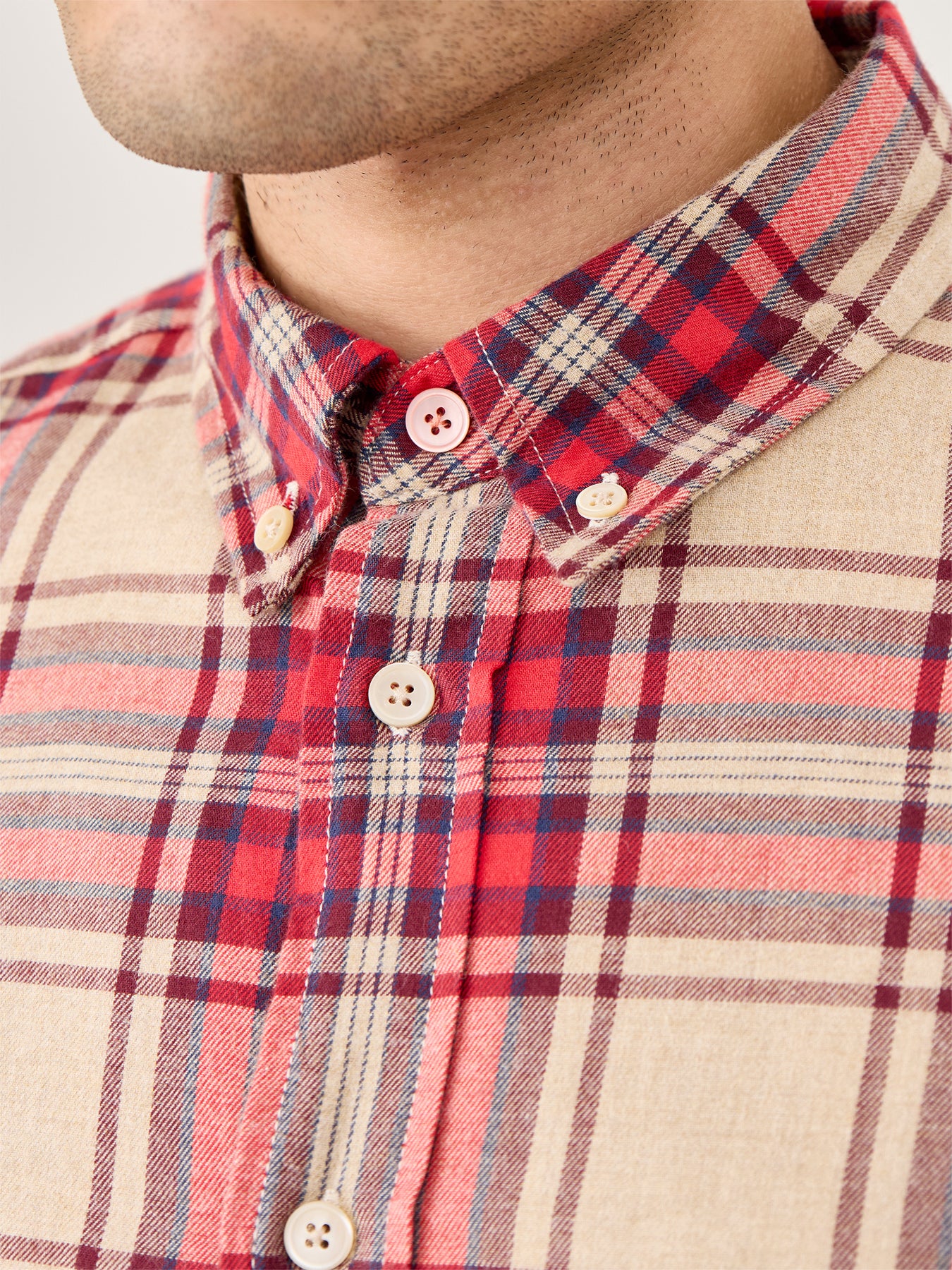 Flannel Check Shirt Tan - Image 3
