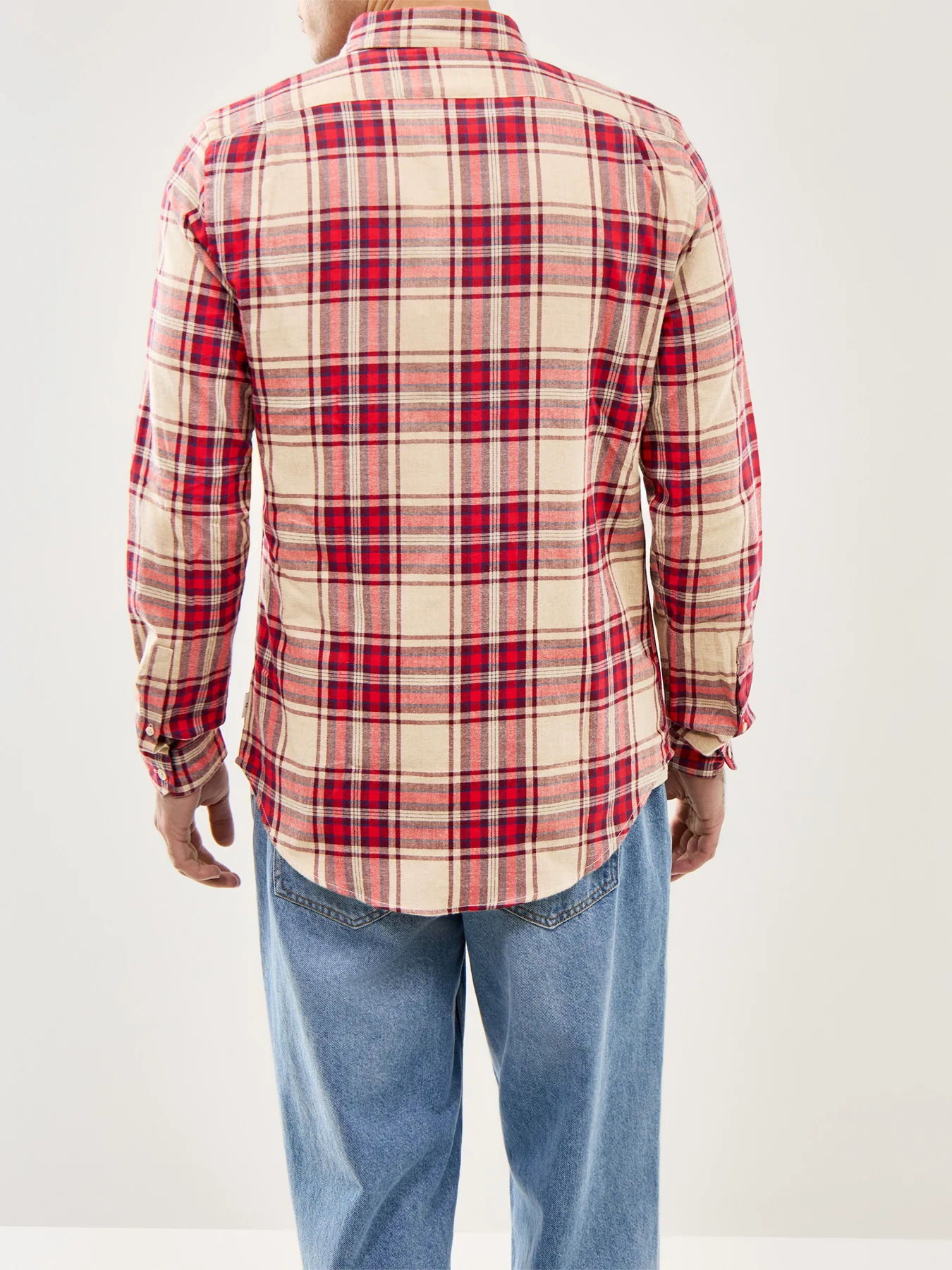 Flannel Check Shirt Tan - Image 5