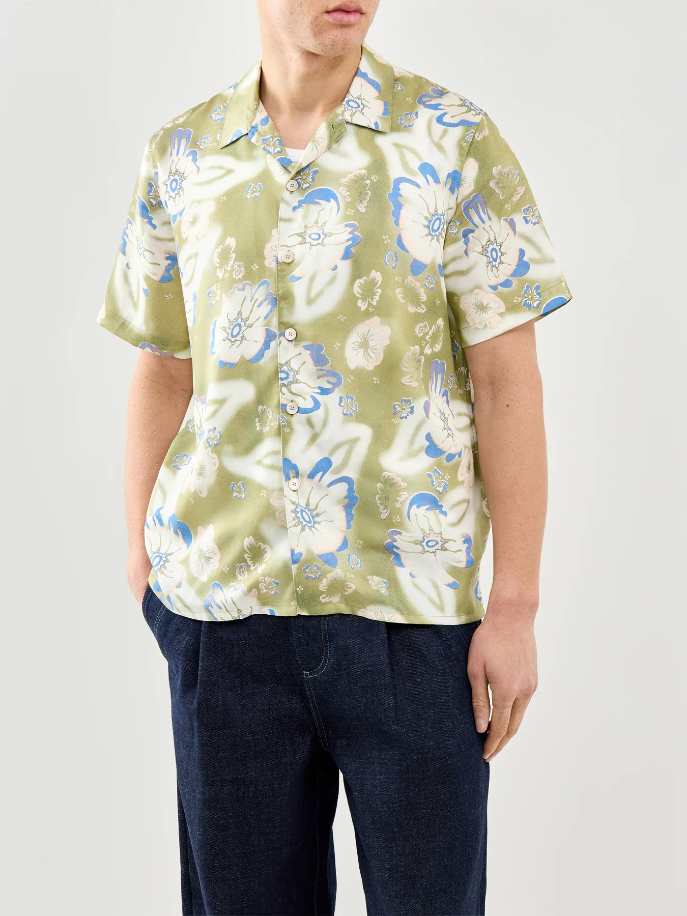 Floral Short Sleeve Shirt Green - Image 4