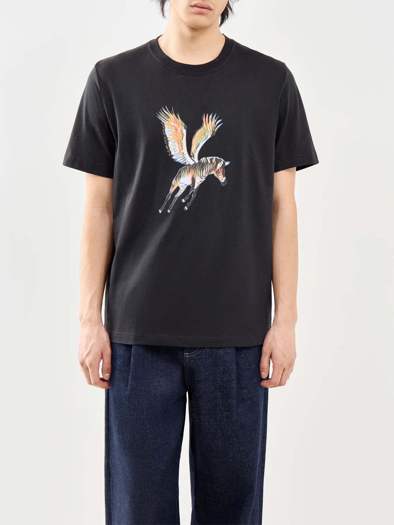 Flying Zebra Graphic Organic Cotton T-Shirt Black - Image 4