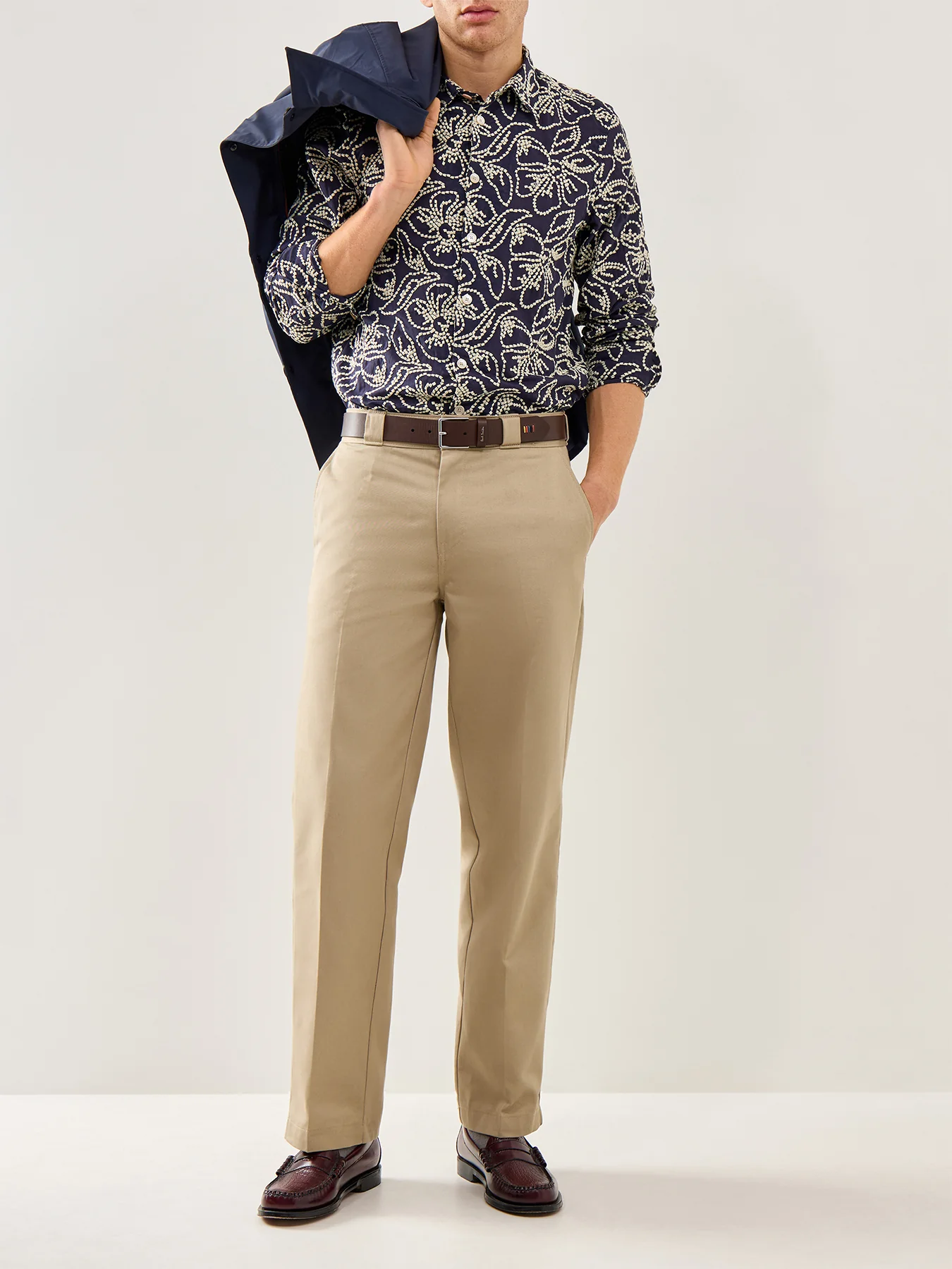 Embroidered Flower Shirt Navy - Image 2