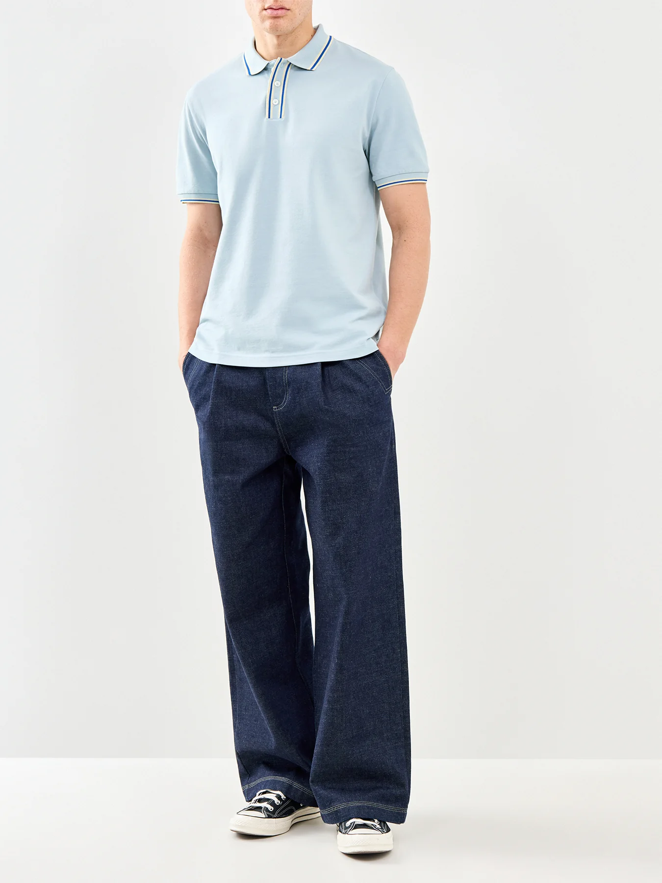 Striped Polo Shirt Blue - Image 2