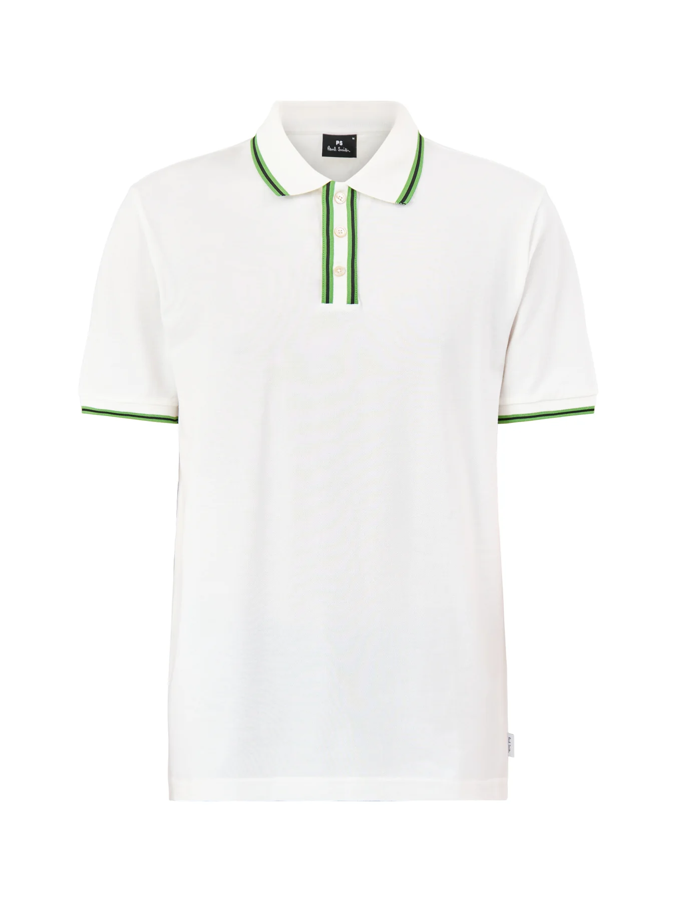 Plaque Stripe Polo Shirt White