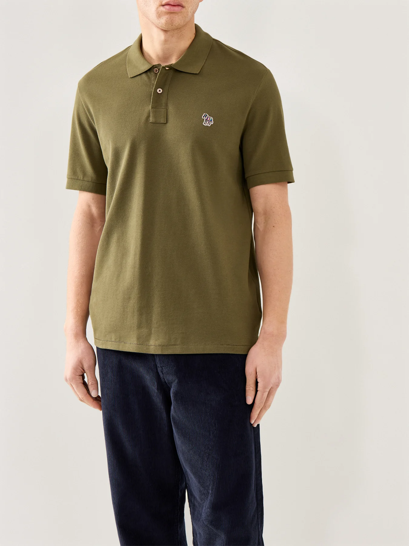 Zebra Detail Polo Shirt Green - Image 4