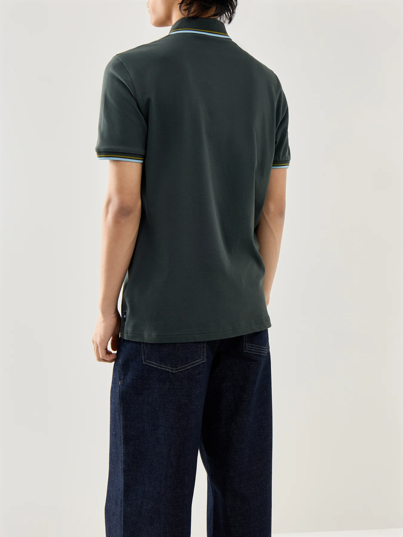 Stripe Plaquet Polo Tops Bottle Green - Image 5