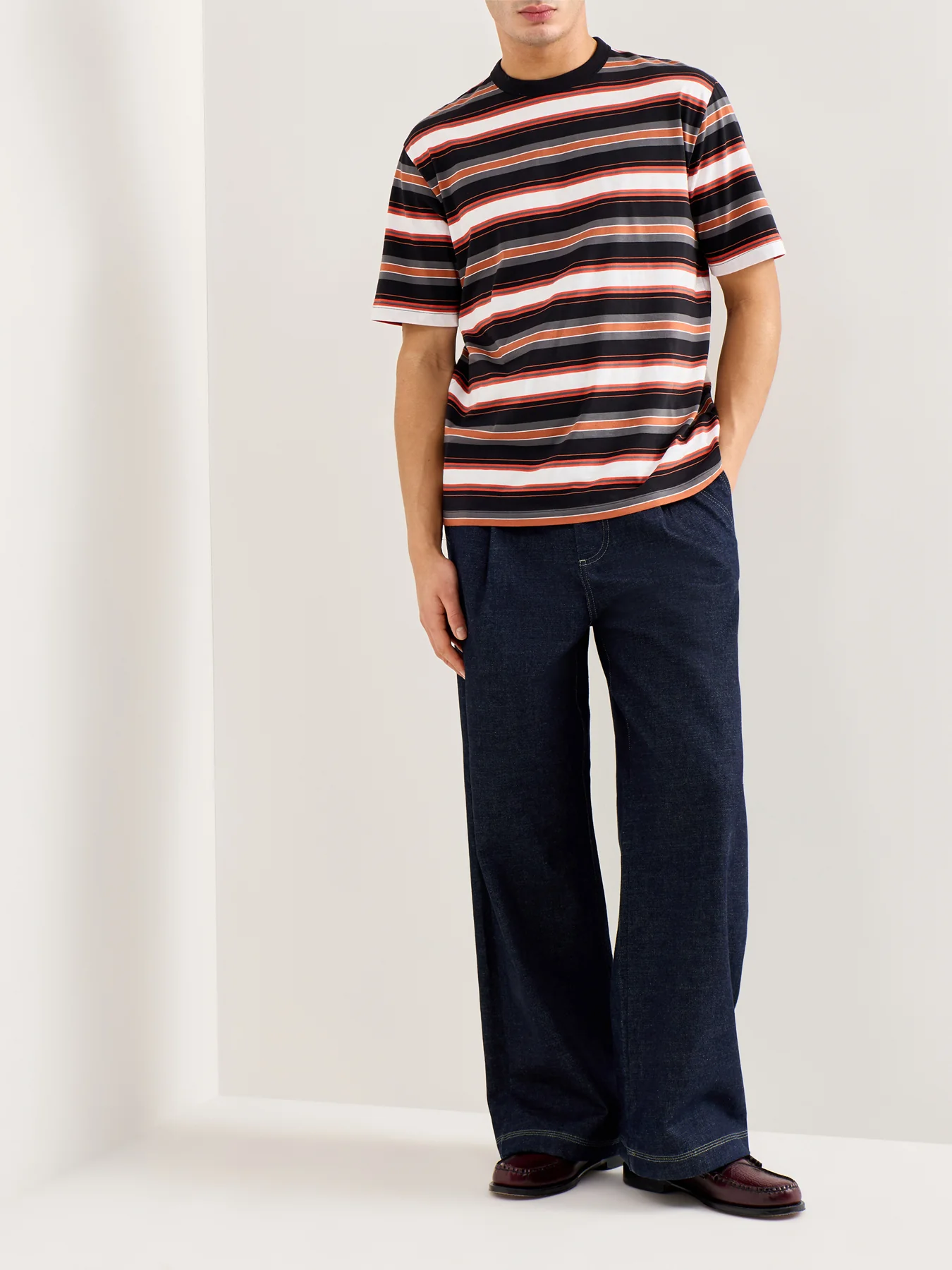Striped Cotton T-Shirt Black - Image 2