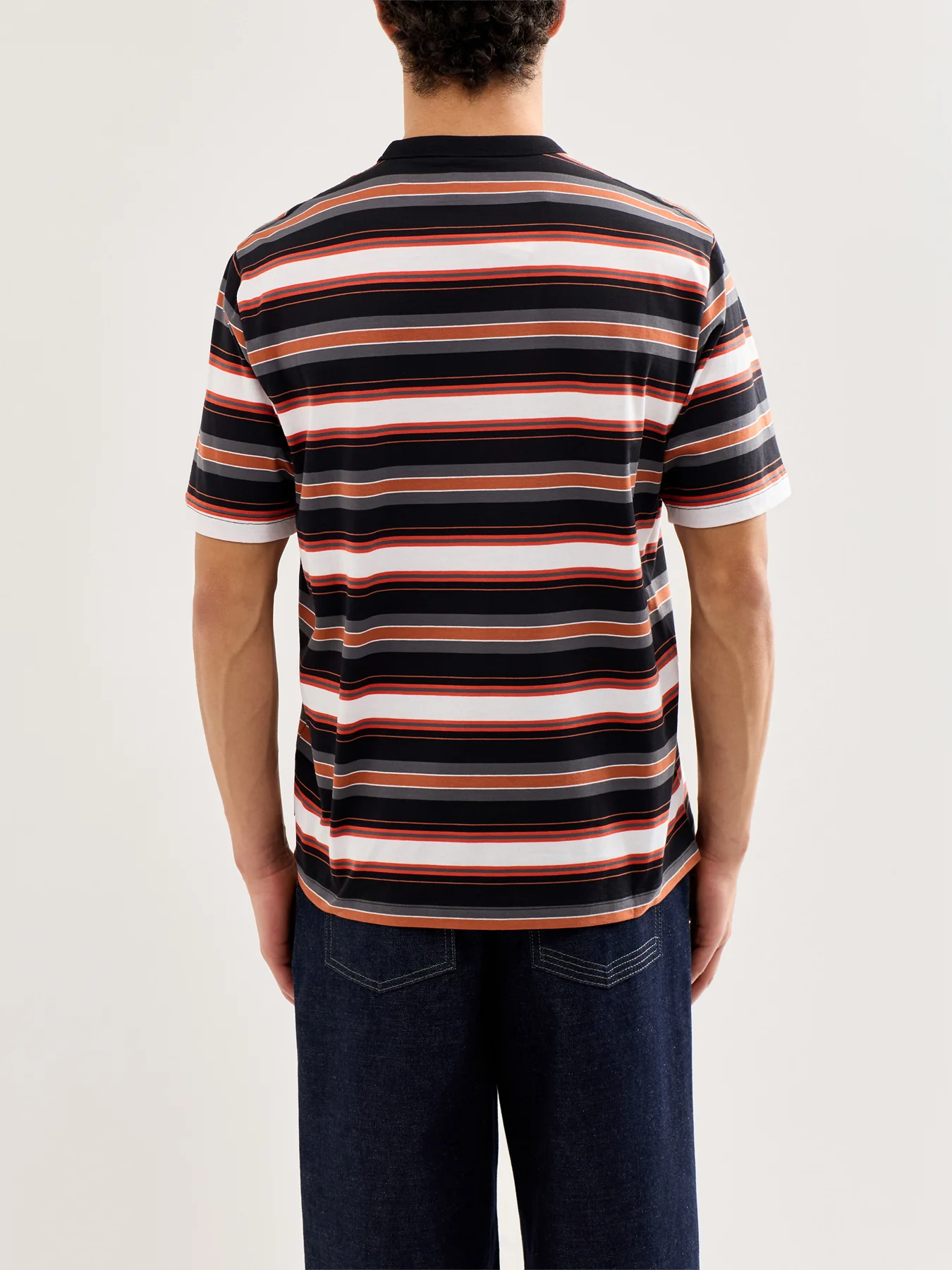Striped Cotton T-Shirt Black - Image 5
