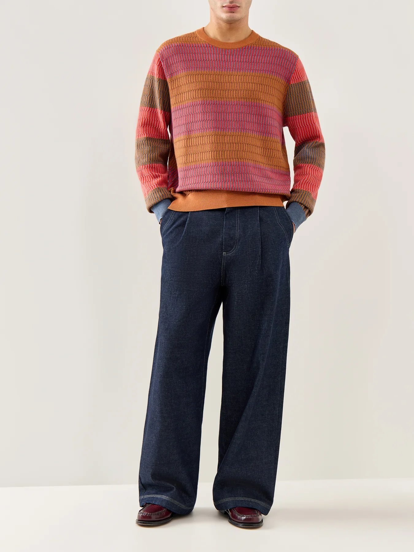 Texture Stripe Knit Orange - Image 2