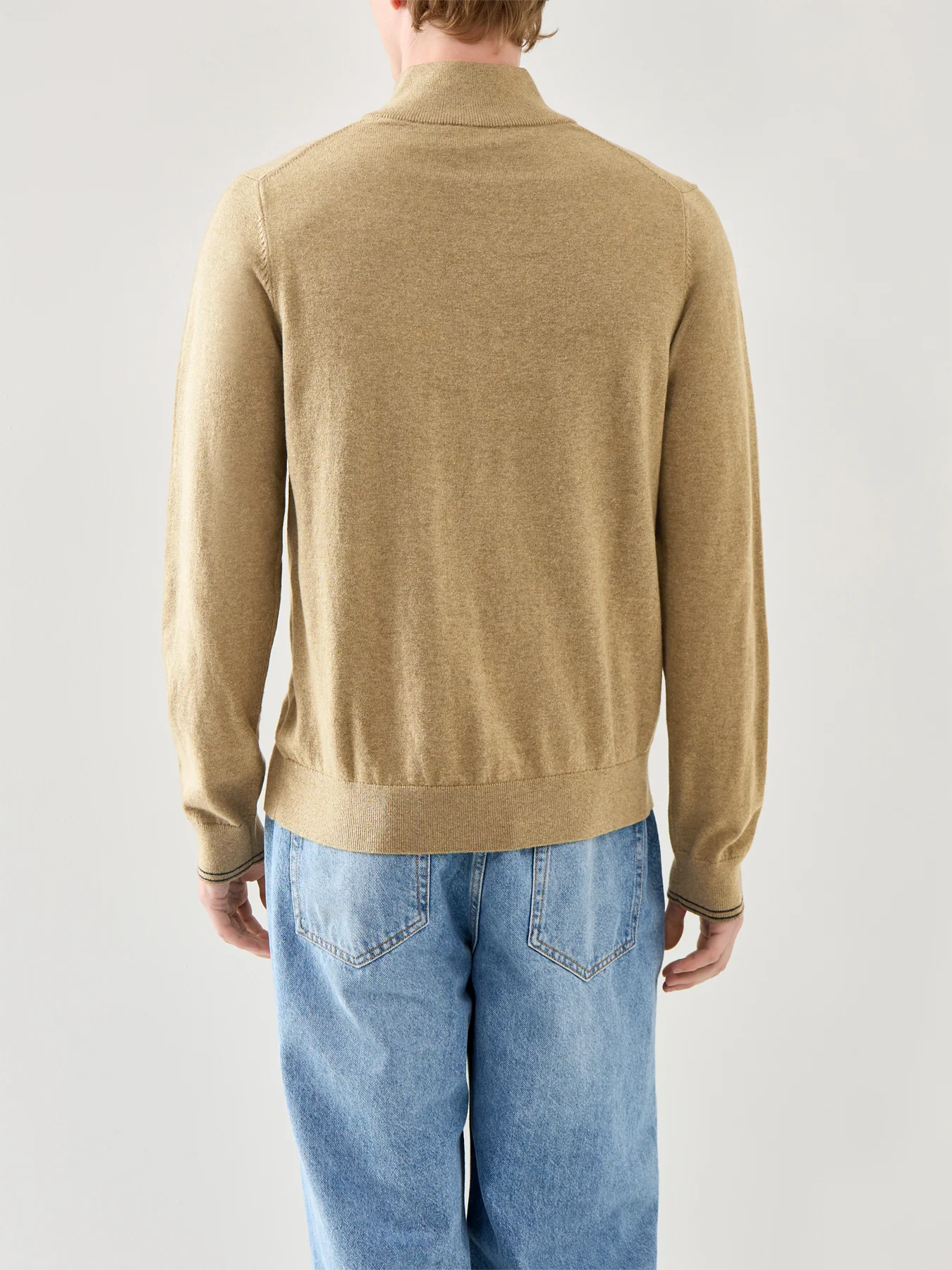 Zebra 1/4 Cotton Zip Knitwear Tan - Image 5